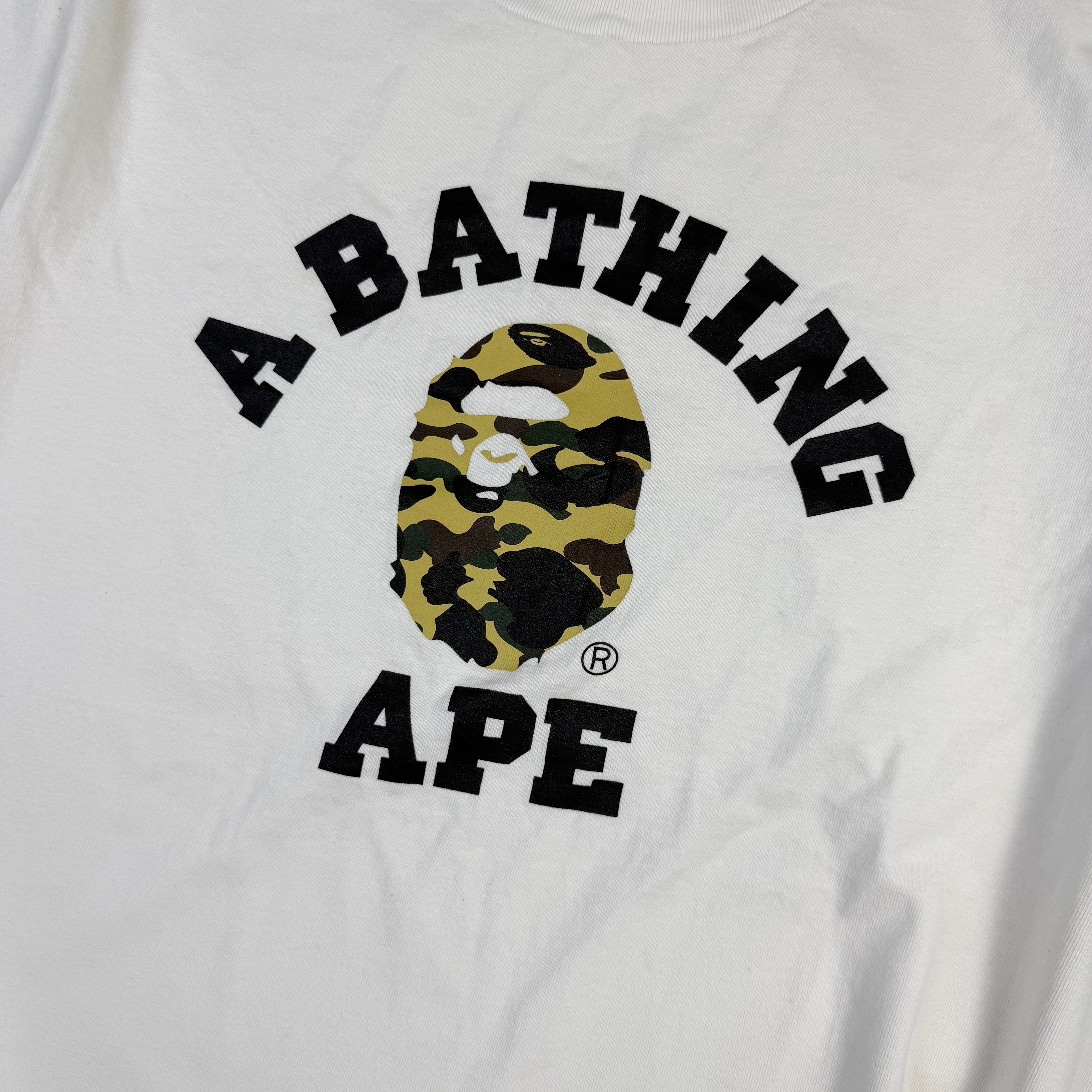 BAPE Yellow 1st Camo College Logo T-Shirt White