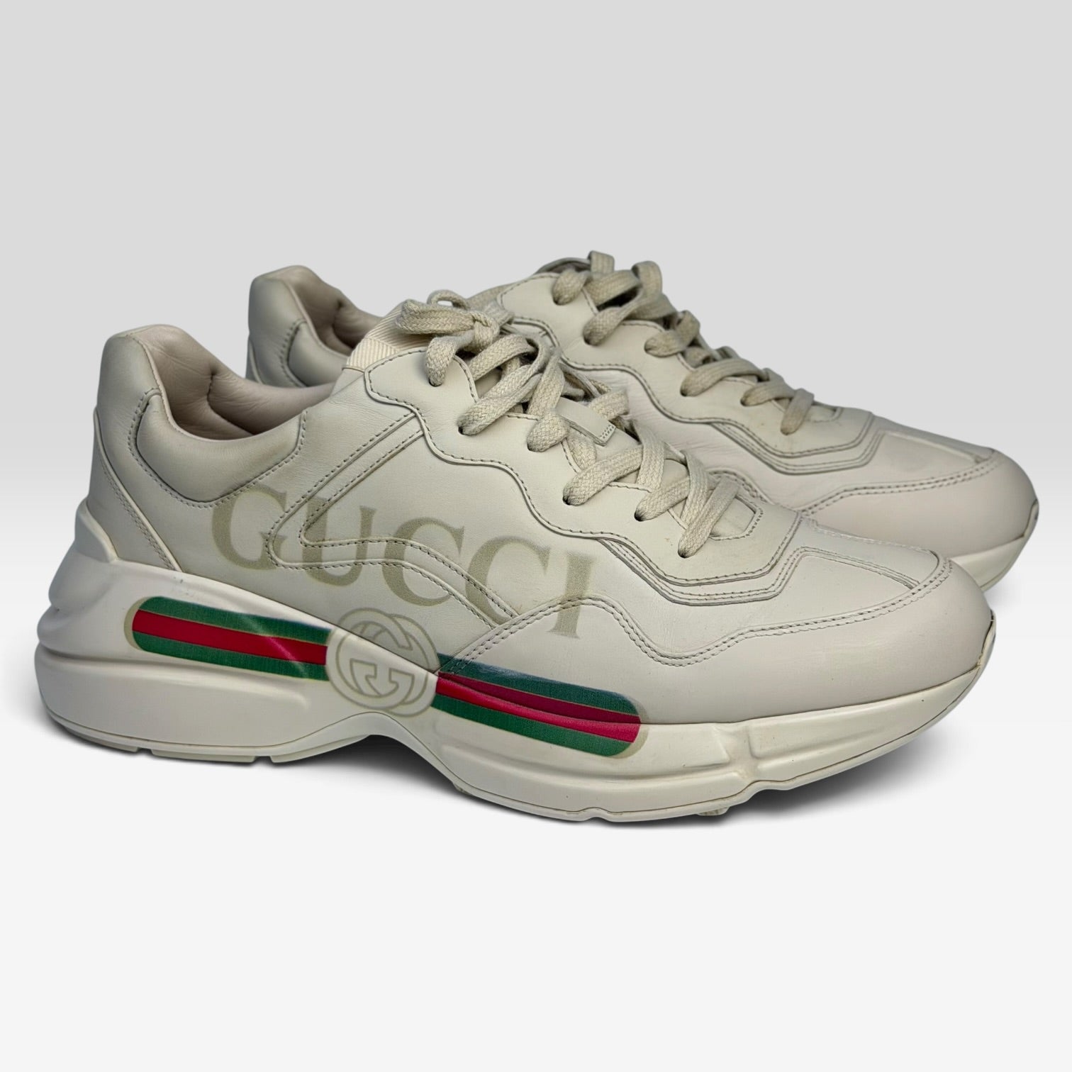 Gucci Rhyton Leather Sneakers Ivory