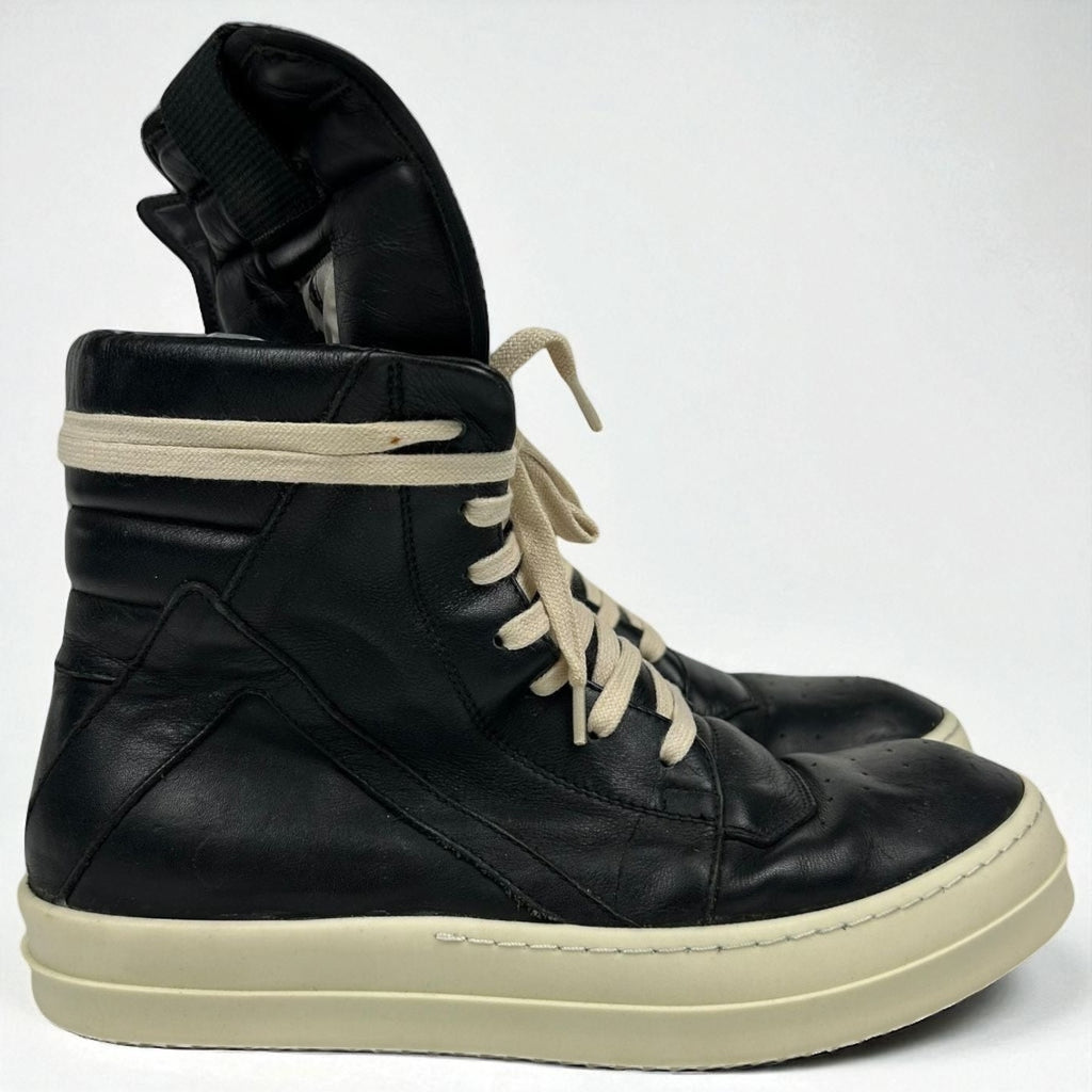 Rick Owens Geobasket Black Leather
