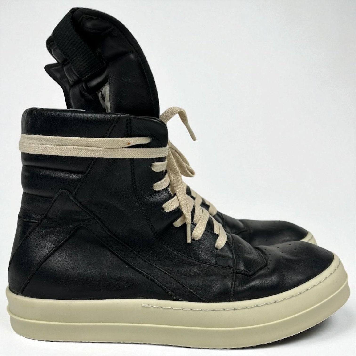 Rick Owens Geobasket Black Leather