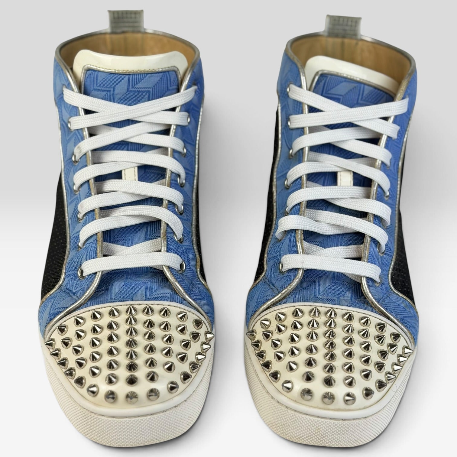 Christian Louboutin Lou Spikes Orlato Flat White/Blue High Top