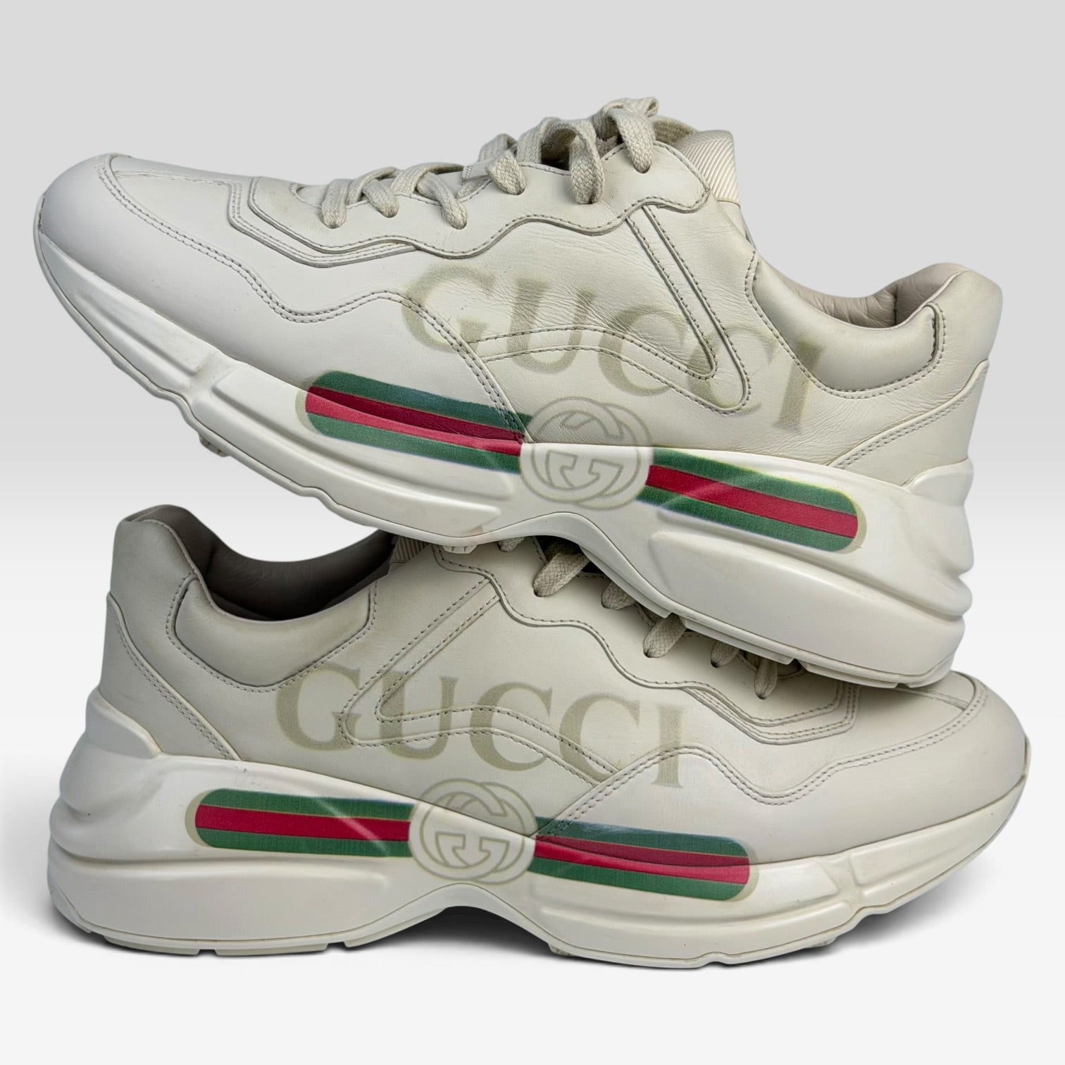 Gucci Rhyton Leather Sneakers Ivory