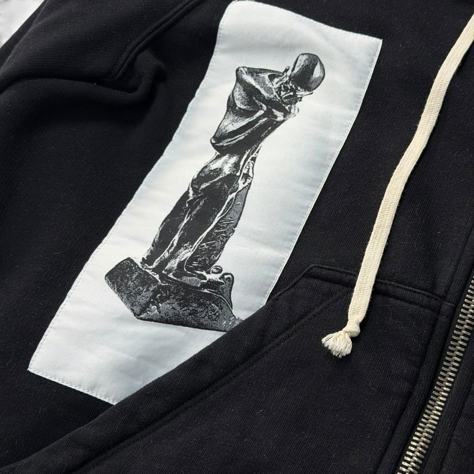 Rick Owens DRKSHDW 16SS Picture Patch Zip-Up Hoodie Black