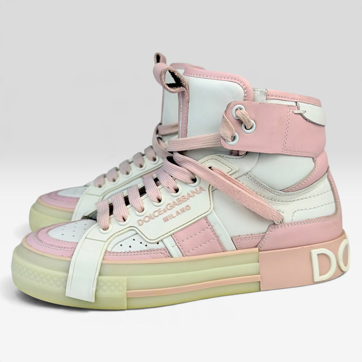 Dolce & Gabbana Custom 2.Zero High-Top Sneaker White/Nude