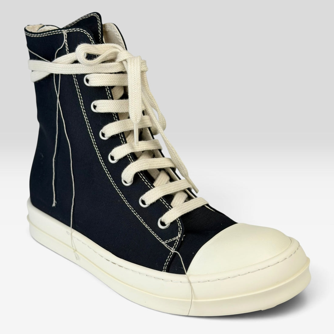 Rick Owens DRKSHDW Ramones High Double Thread Milk, negru, vedere din față