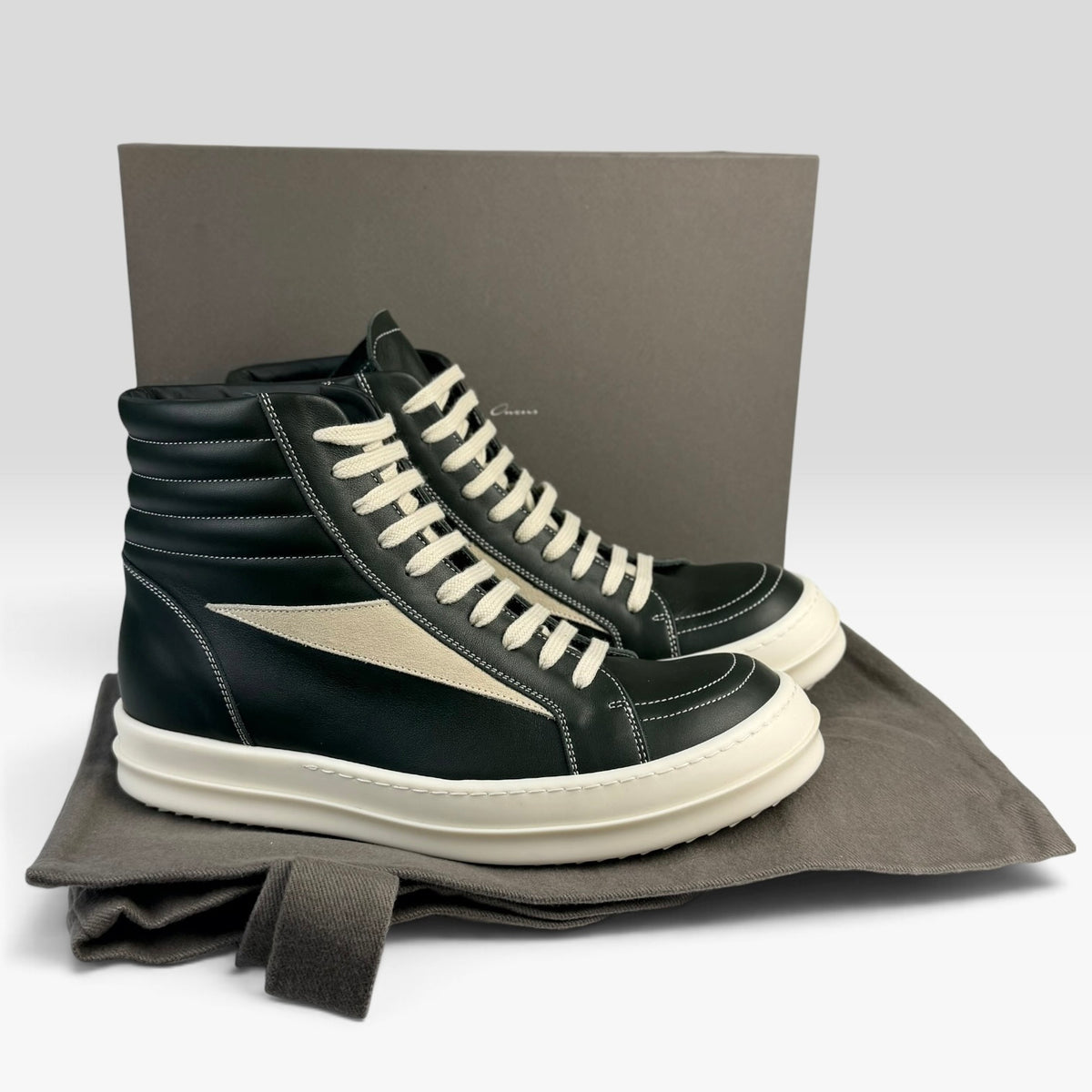 Rick Owens Vintage Sneaks High Dark Green Leather
