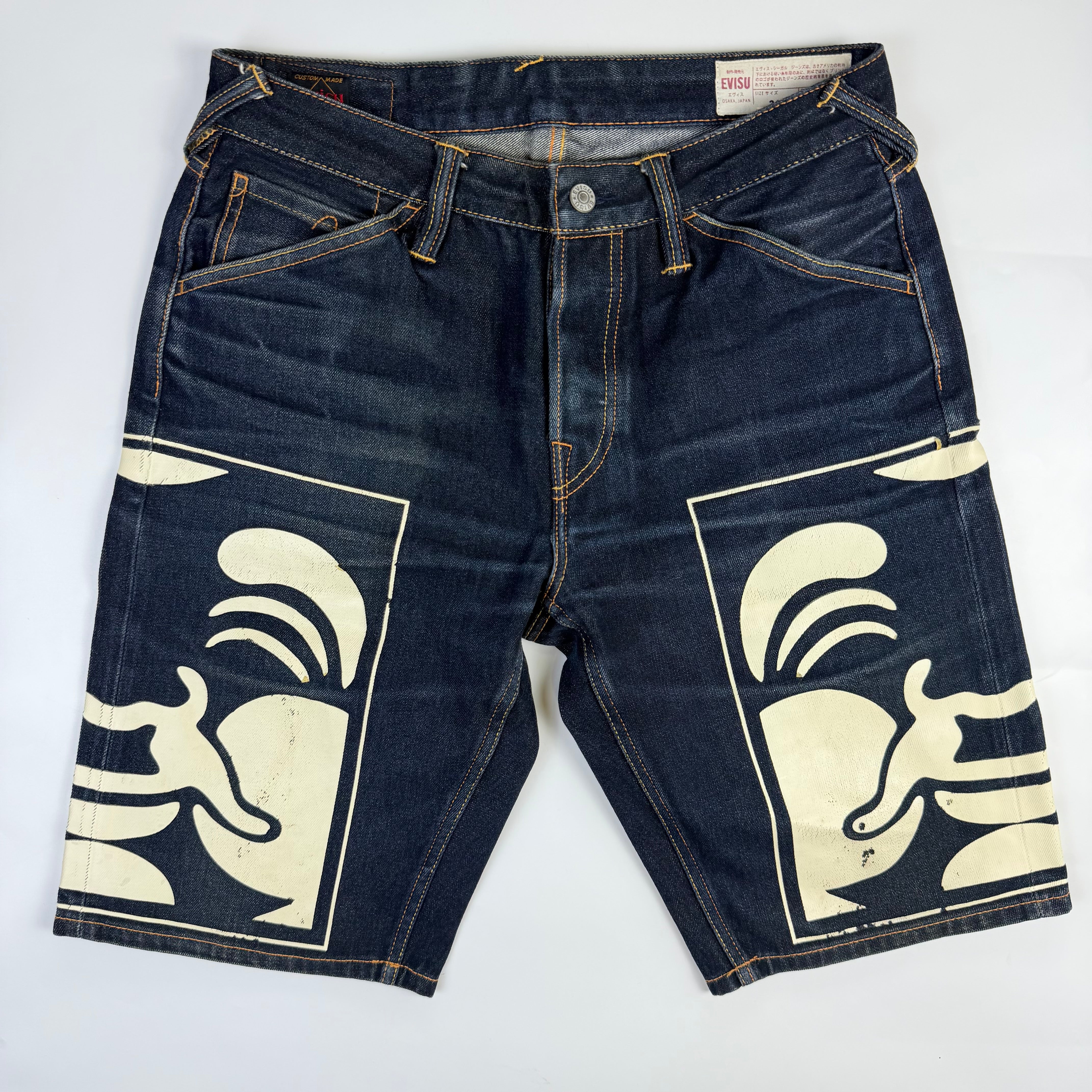 Evisu Ebisu God Print Denim Shorts
