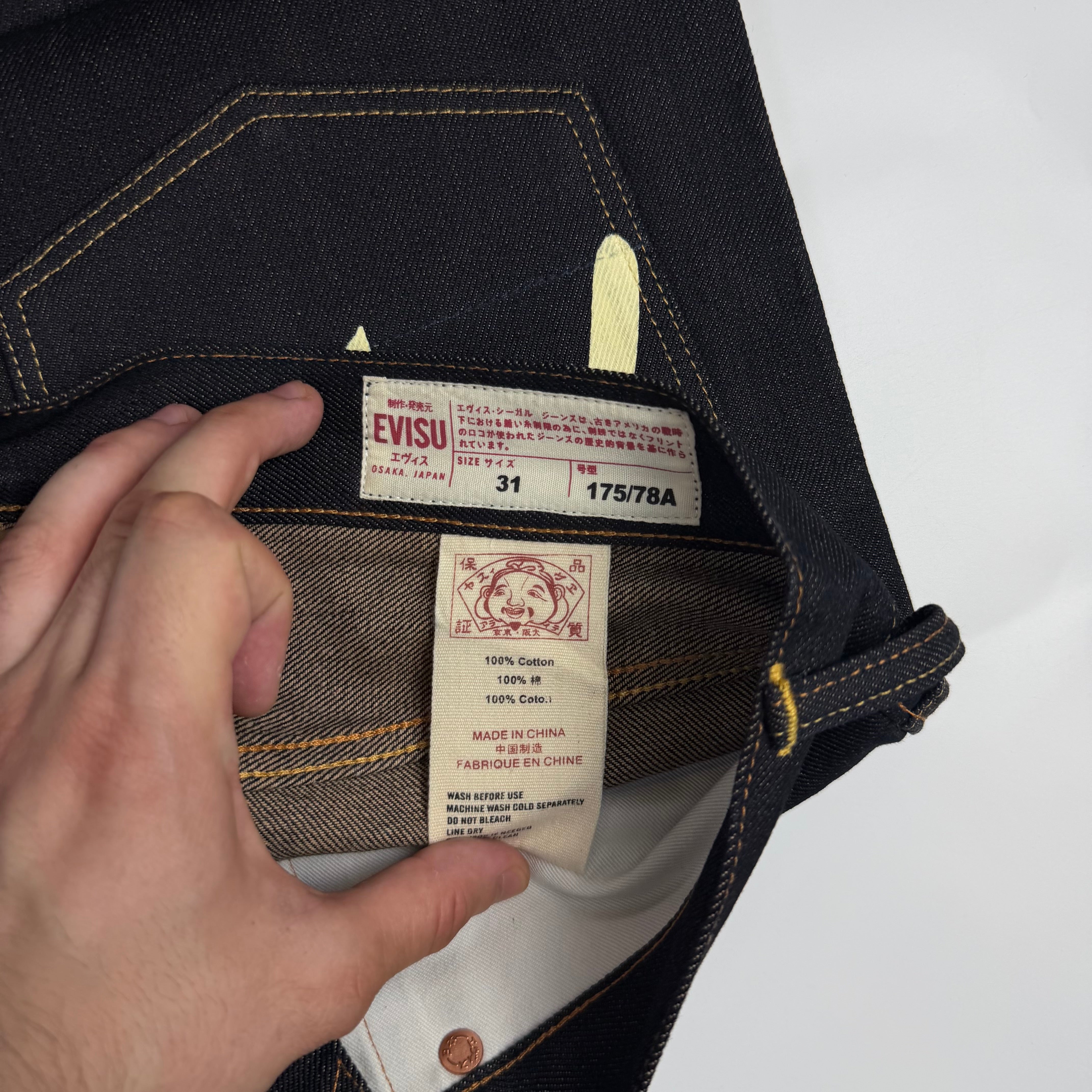 Evisu No. 3 Seagull Black Raw Denim Shorts