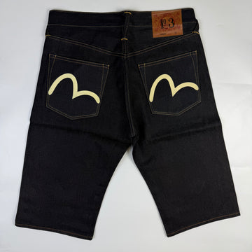 Evisu No. 3 Seagull Black Raw Denim Shorts