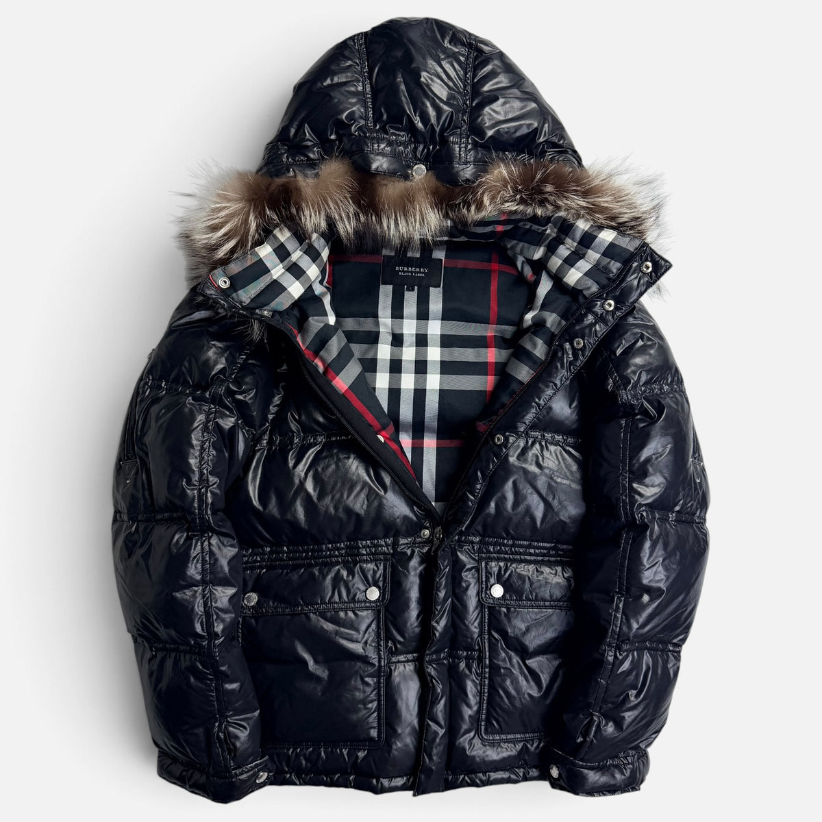 Burberry Black Label Fur Black Puffer Jacket 2000s – Men Clothing BURBERRY în mărimile L la V STEALS