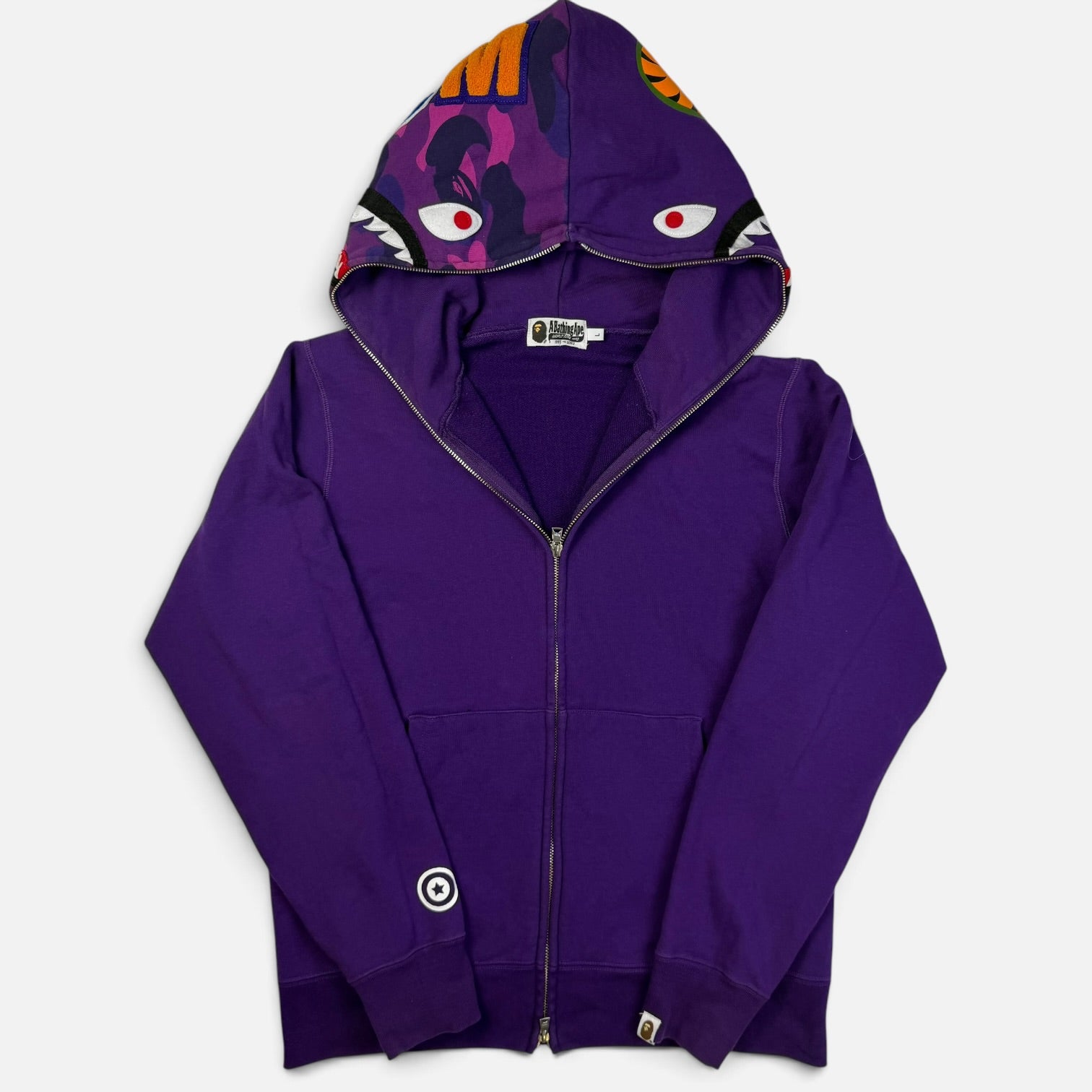 BAPE Shark Full Zip Hoodie Purple Camo | Hanorac BAPE