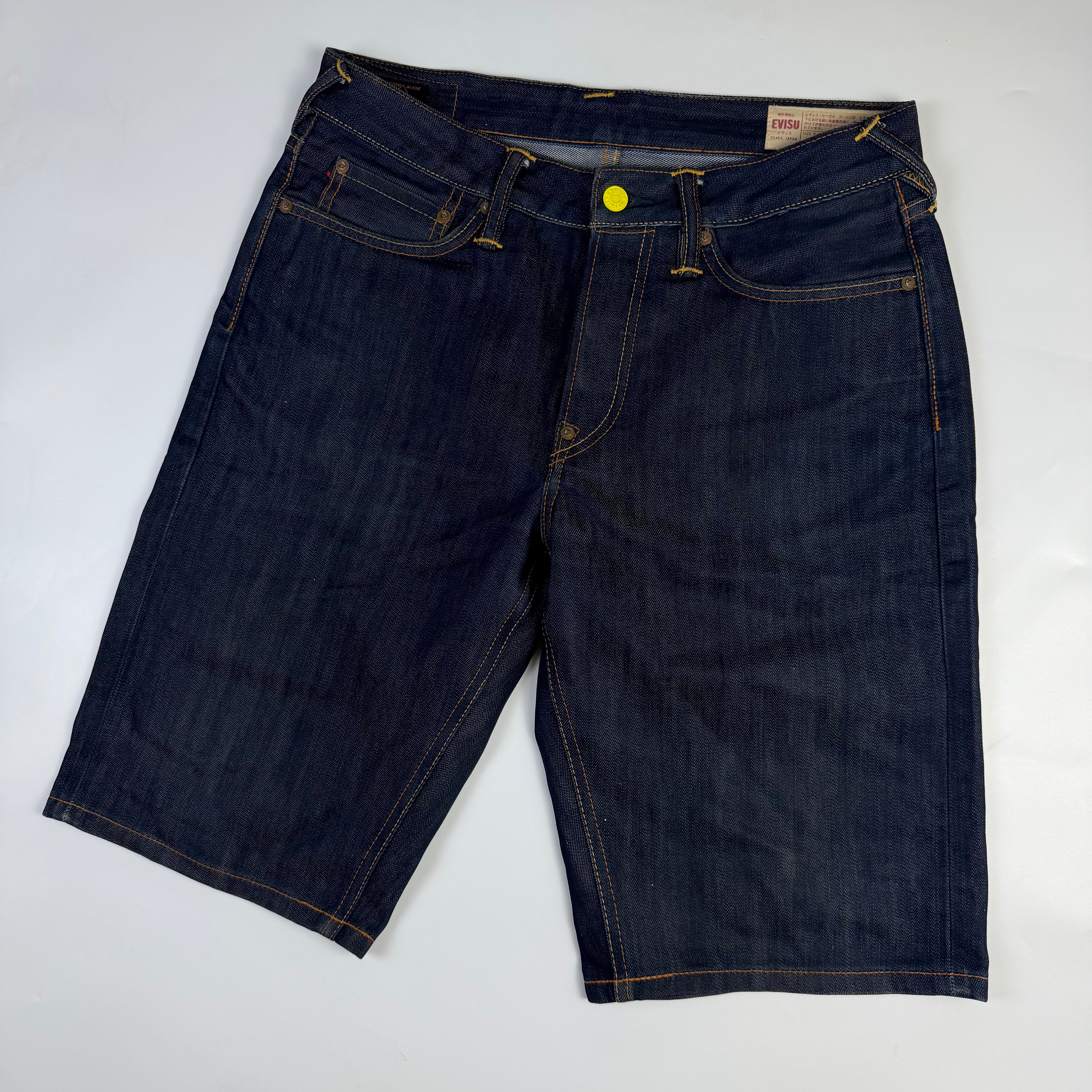 Evisu Seagull Chain Embroidery Denim Shorts