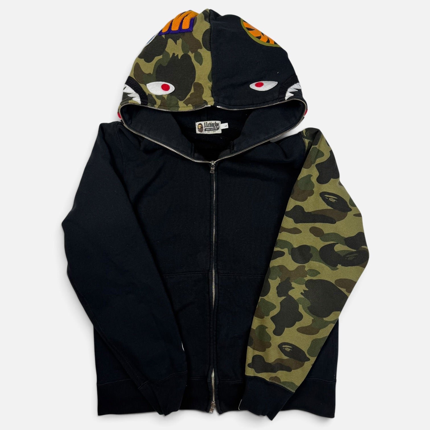BAPE Shark Full Zip Hoodie Black/Camo | Hanorac BAPE