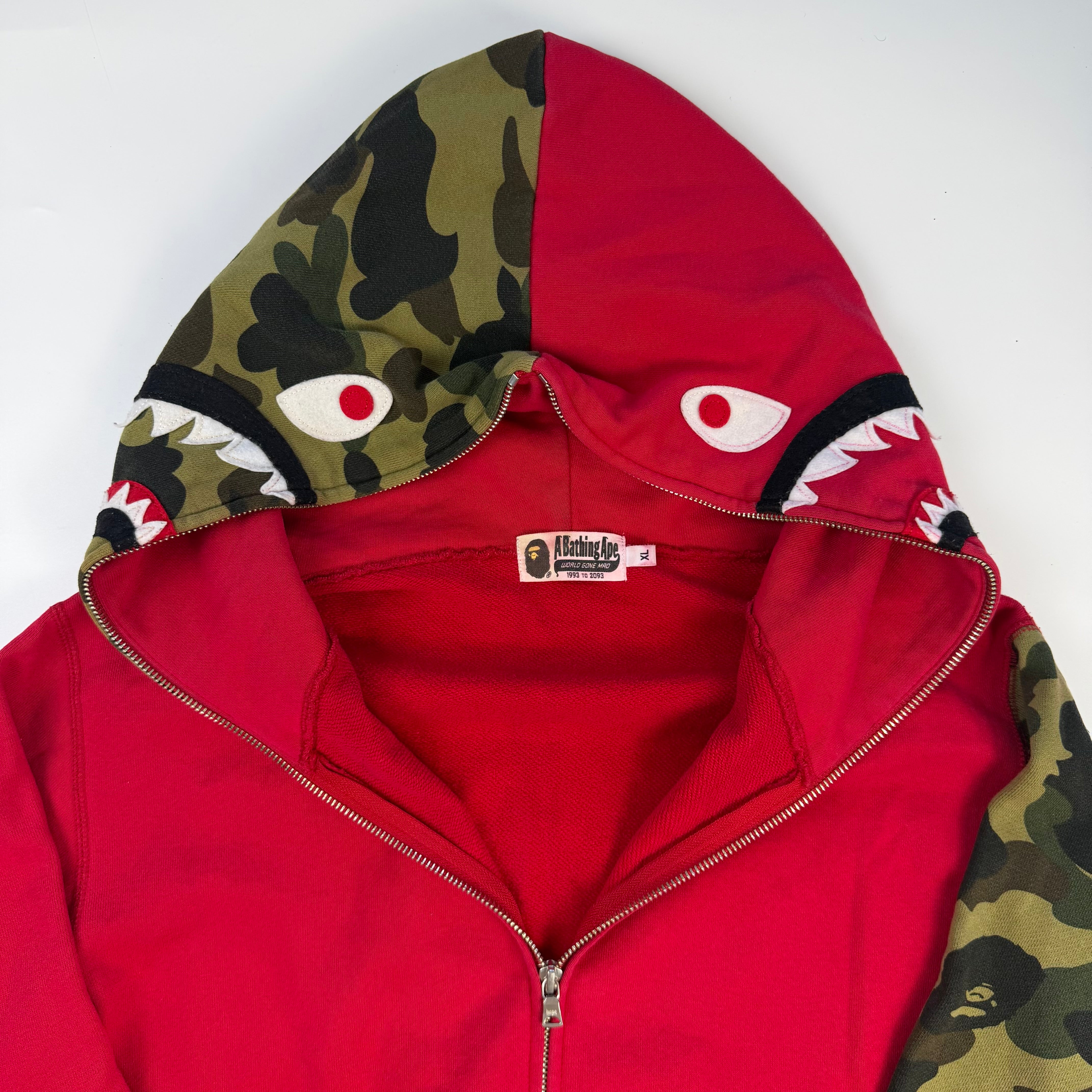 BAPE 1st Camo Shark Full Zip Hoodie Red/Green