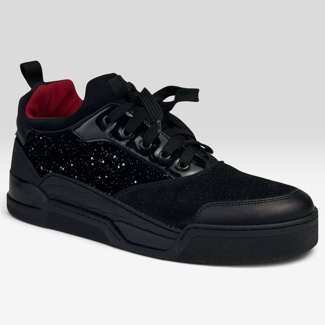 Christian Louboutin Aurelien Low-Top Glitter, negru, vedere din față