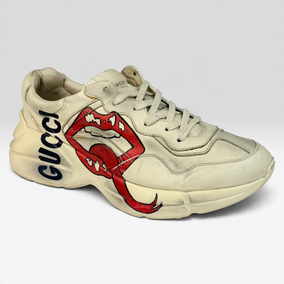 Gucci Rhyton Leather Sneakers Ivory