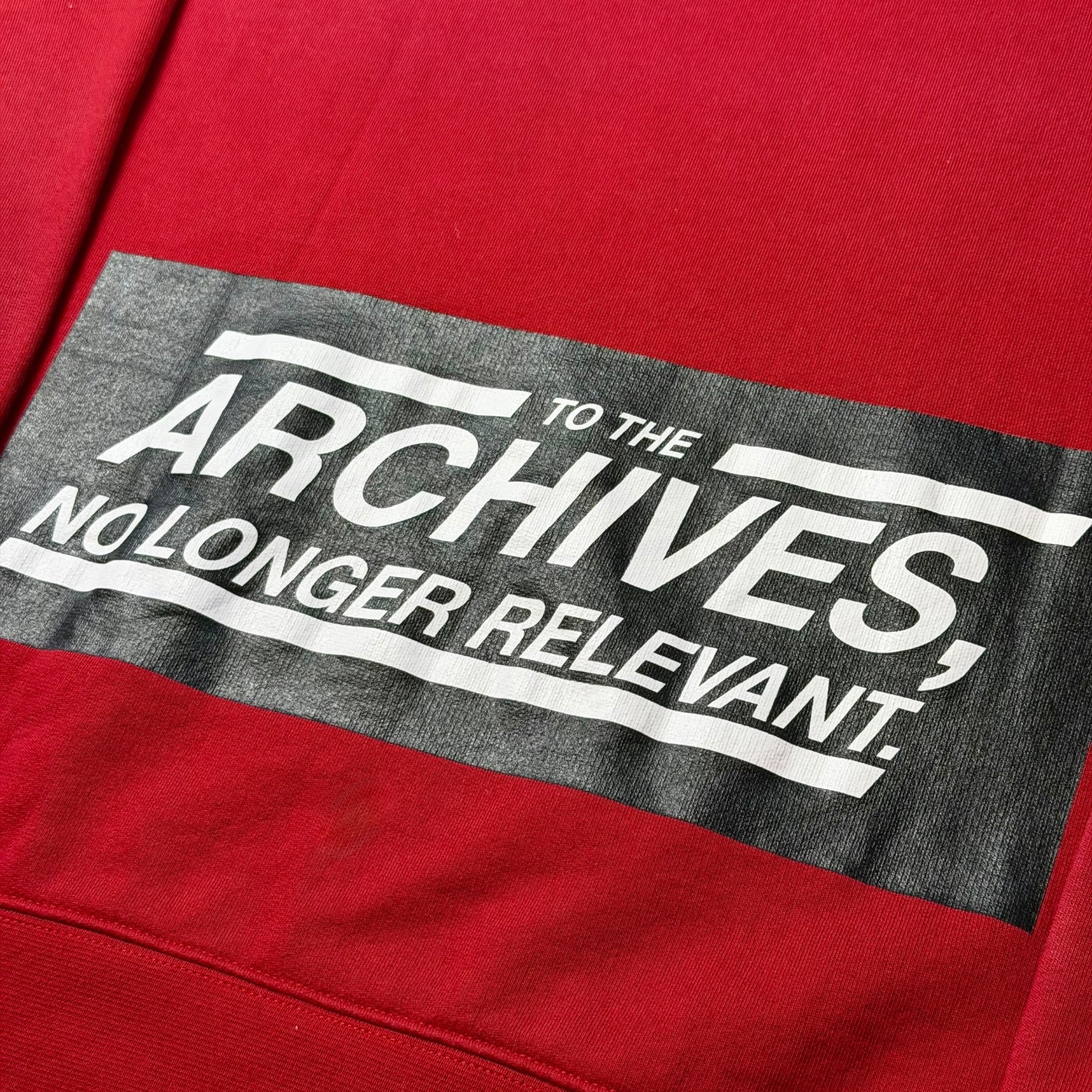 Raf Simons FW15 "To The Archives, No Longer Relevant" Crewneck Red