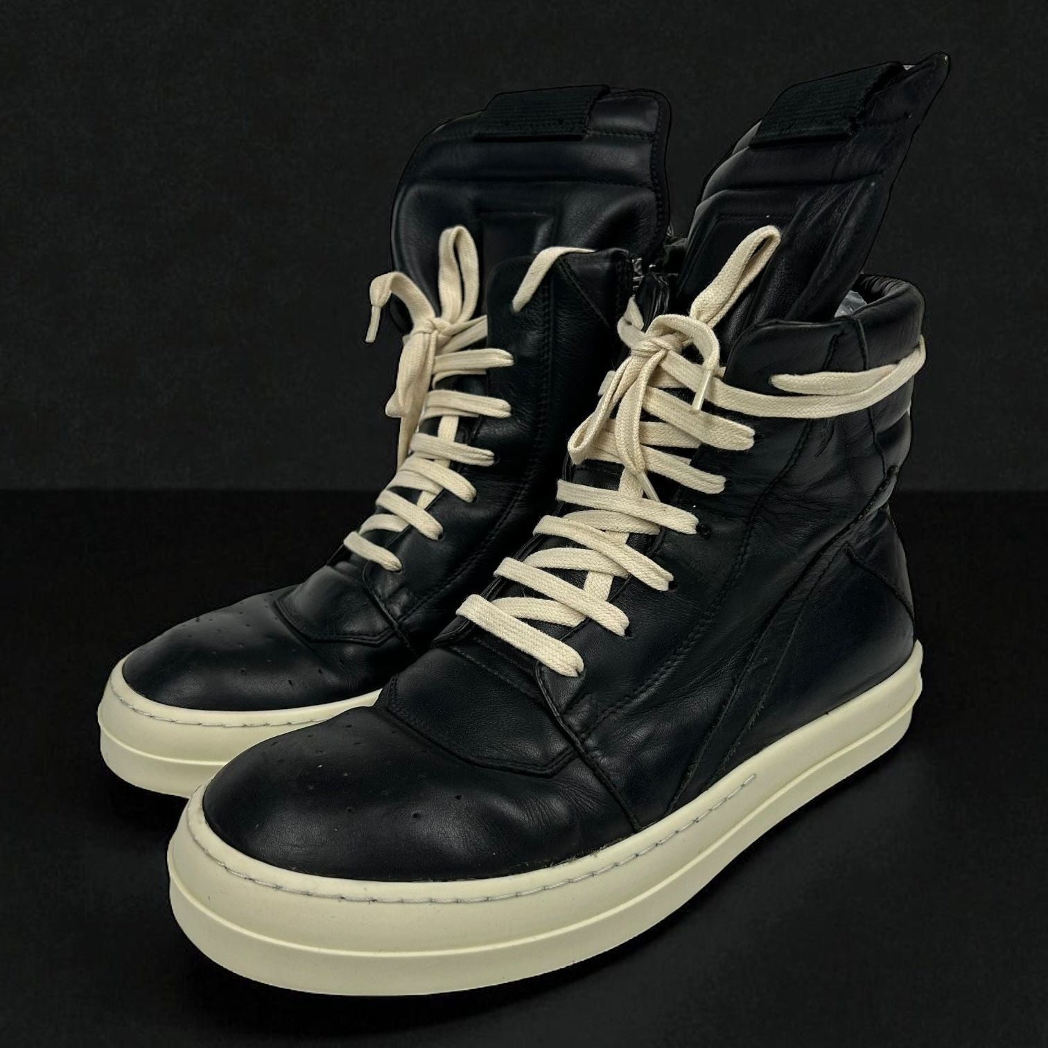 Rick Owens Geobasket Black Leather
