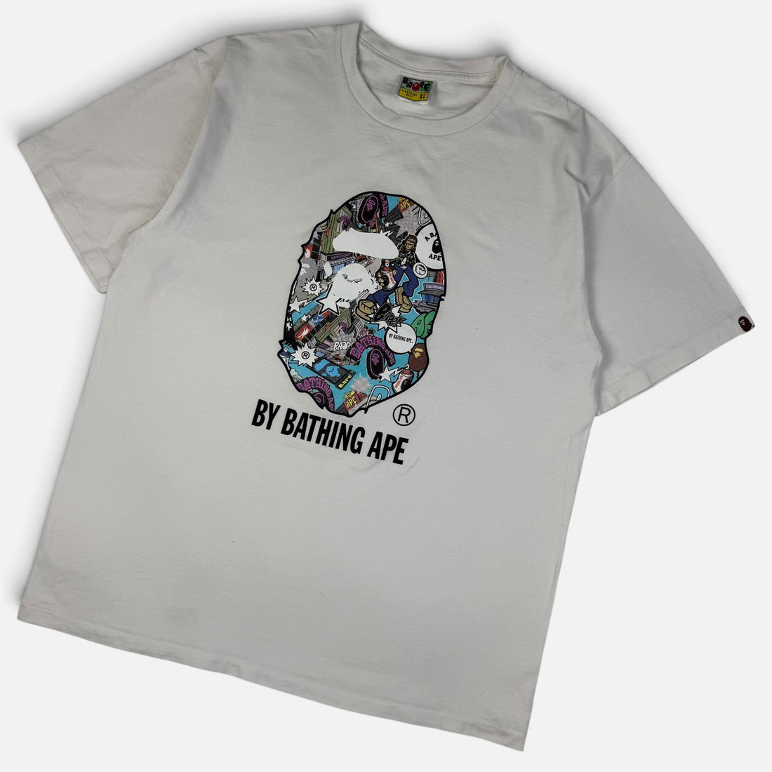 BAPE Comic Art Ape Head Tee SS24, alb, vedere din față
