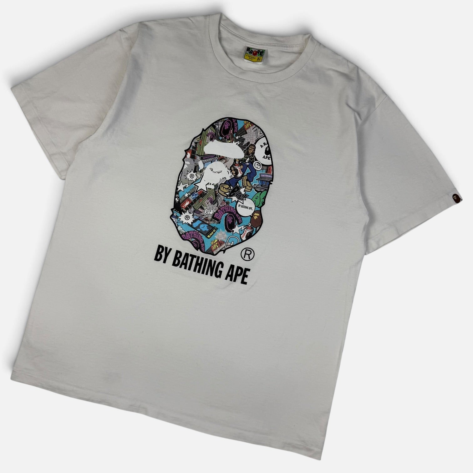 BAPE Comic Art Ape Head Tee SS24, alb, vedere laterală
