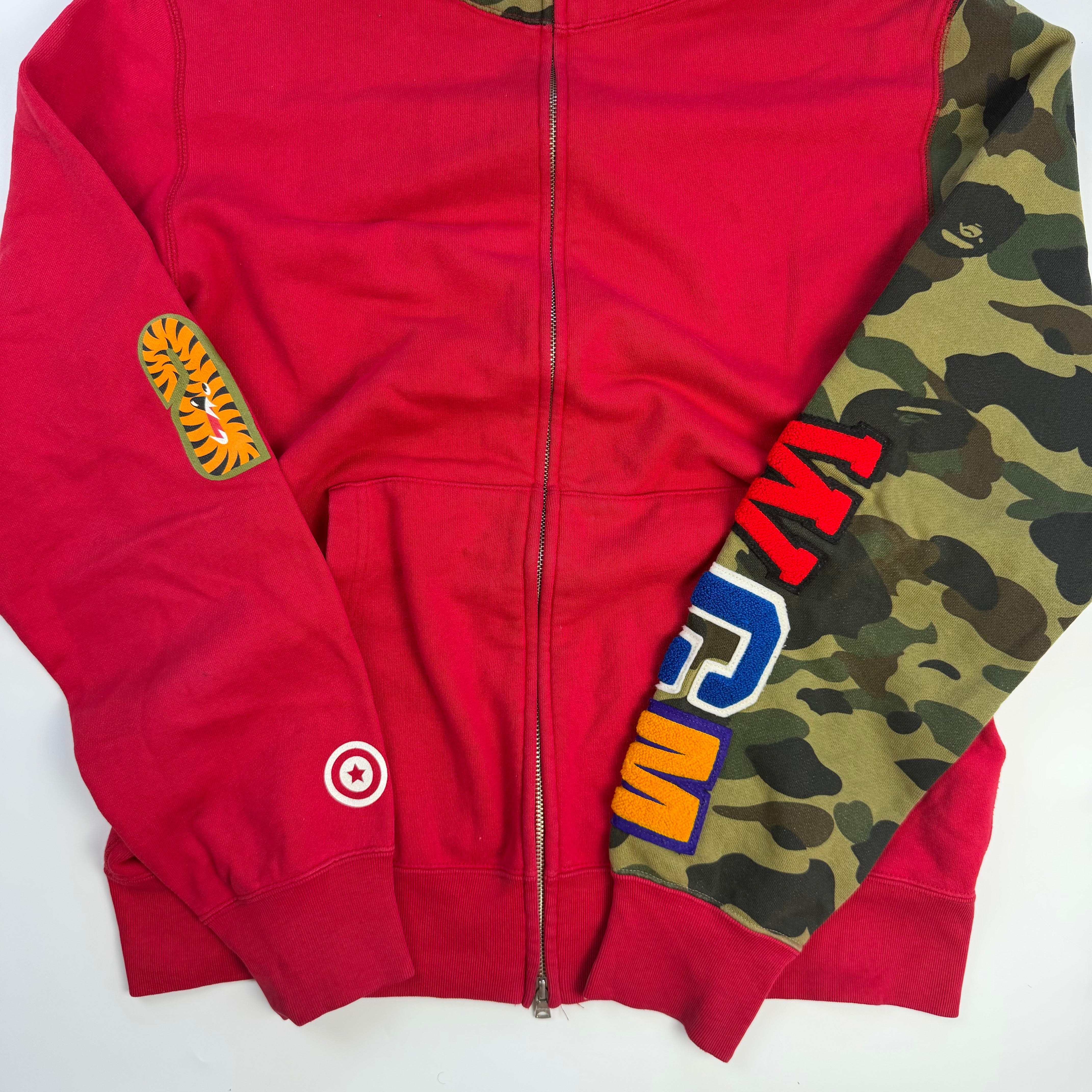 BAPE 1st Camo Shark Full Zip Hoodie Red/Green
