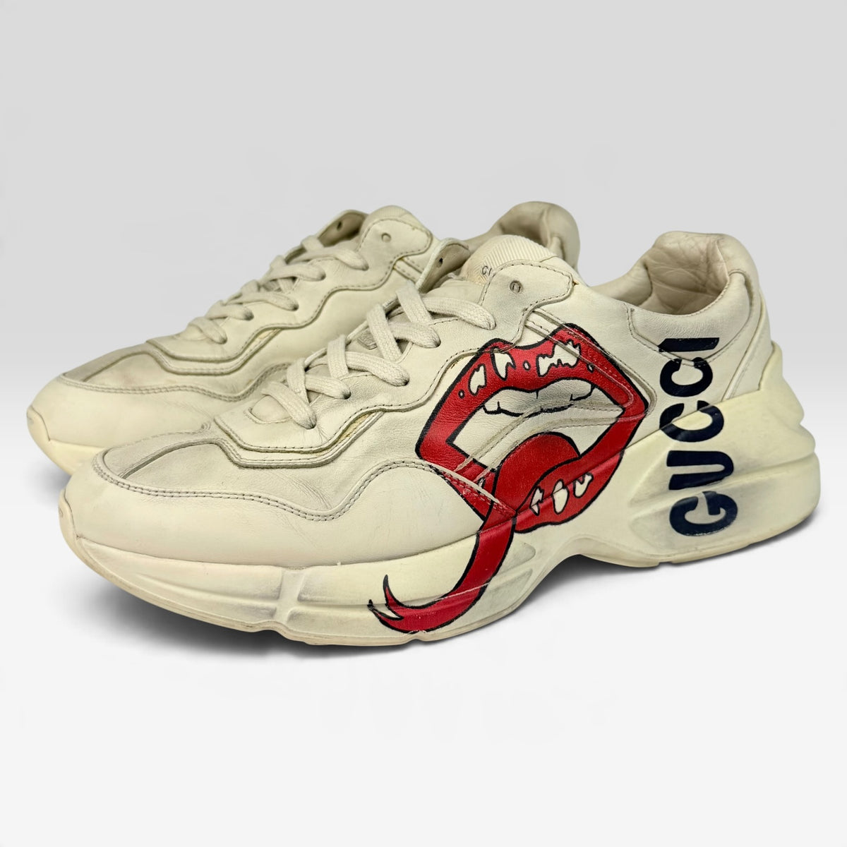 Gucci Rhyton Leather Sneakers Ivory