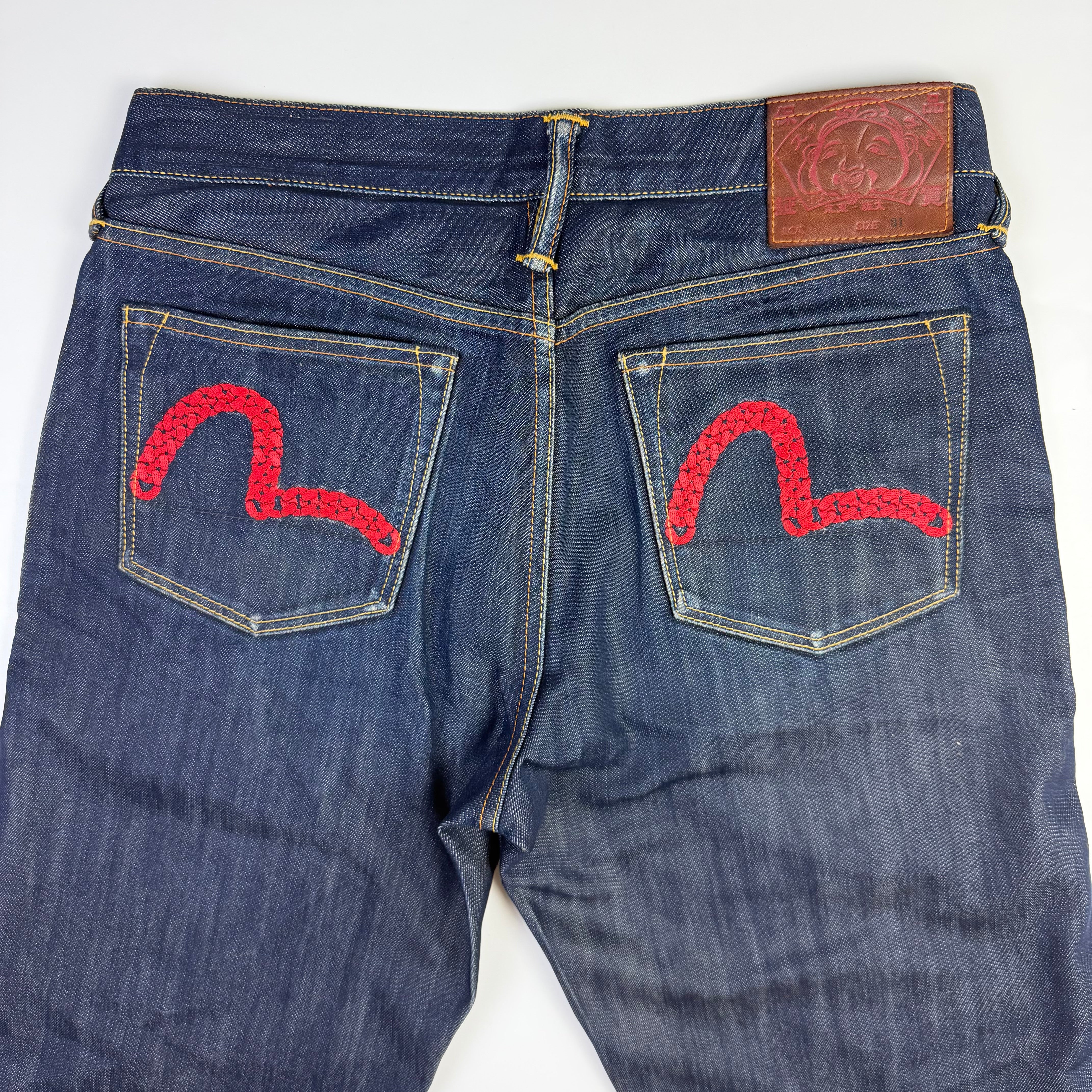 Evisu Seagull Chain Embroidery Denim Shorts
