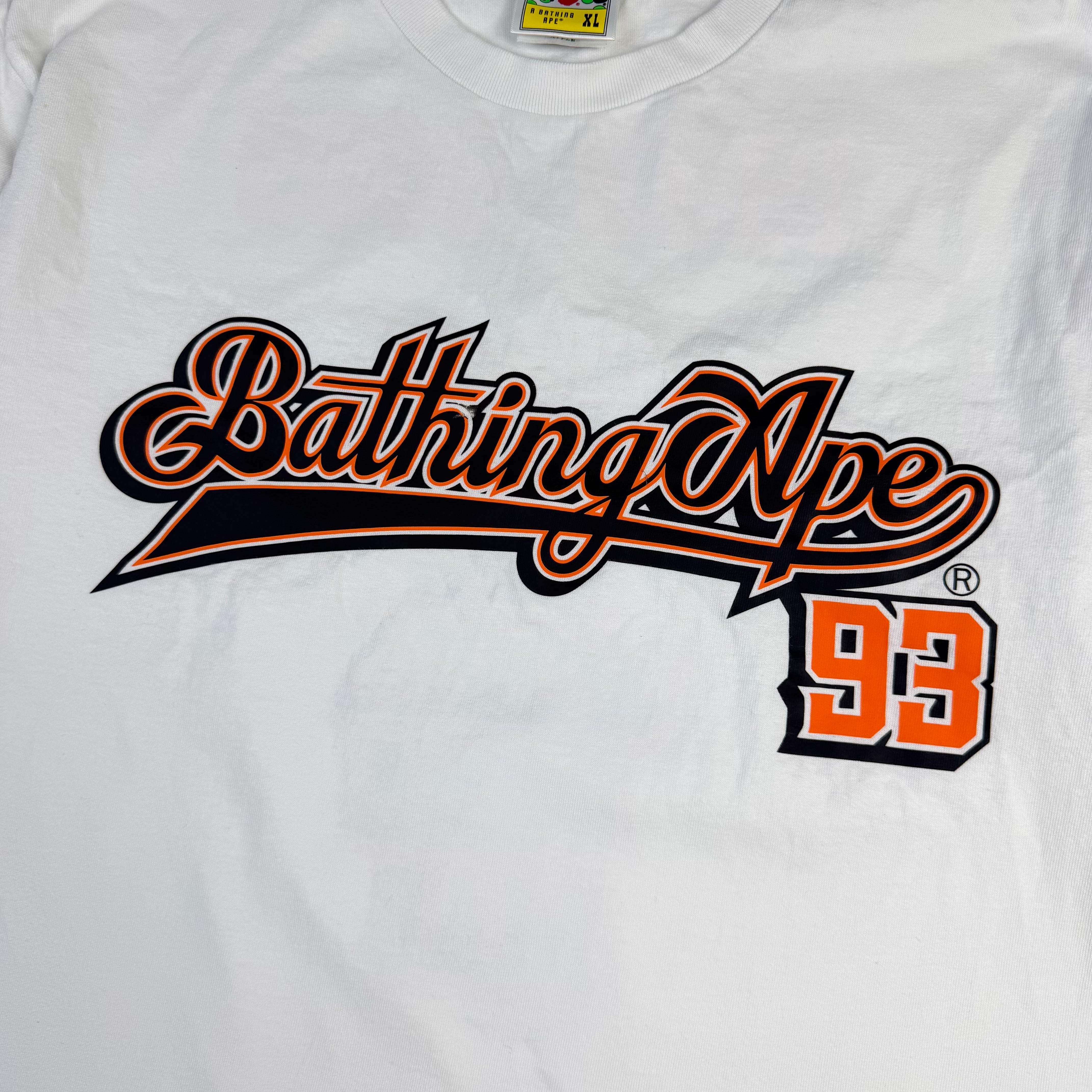 BAPE Bathing Ape 93 Baseball Script T-Shirt White