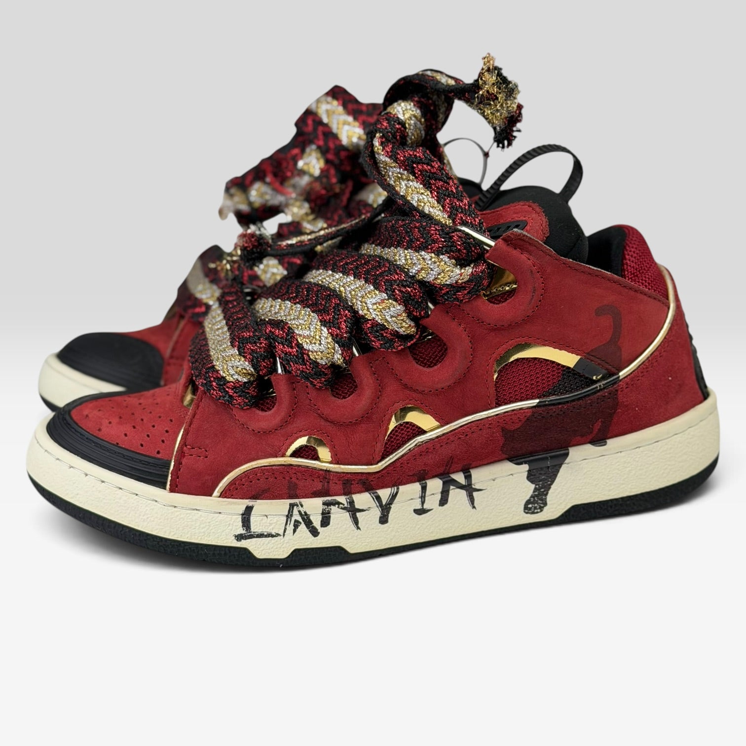 Lanvin Curb Red/Gold Sneakers