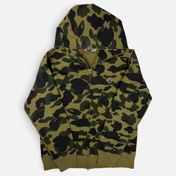 BAPE 1st Camo Full Zip Hoodie Green | Hanorac BAPE