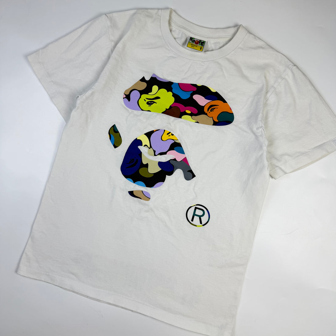 BAPE Color Camo Ape Face T-Shirt, alb, vedere din față