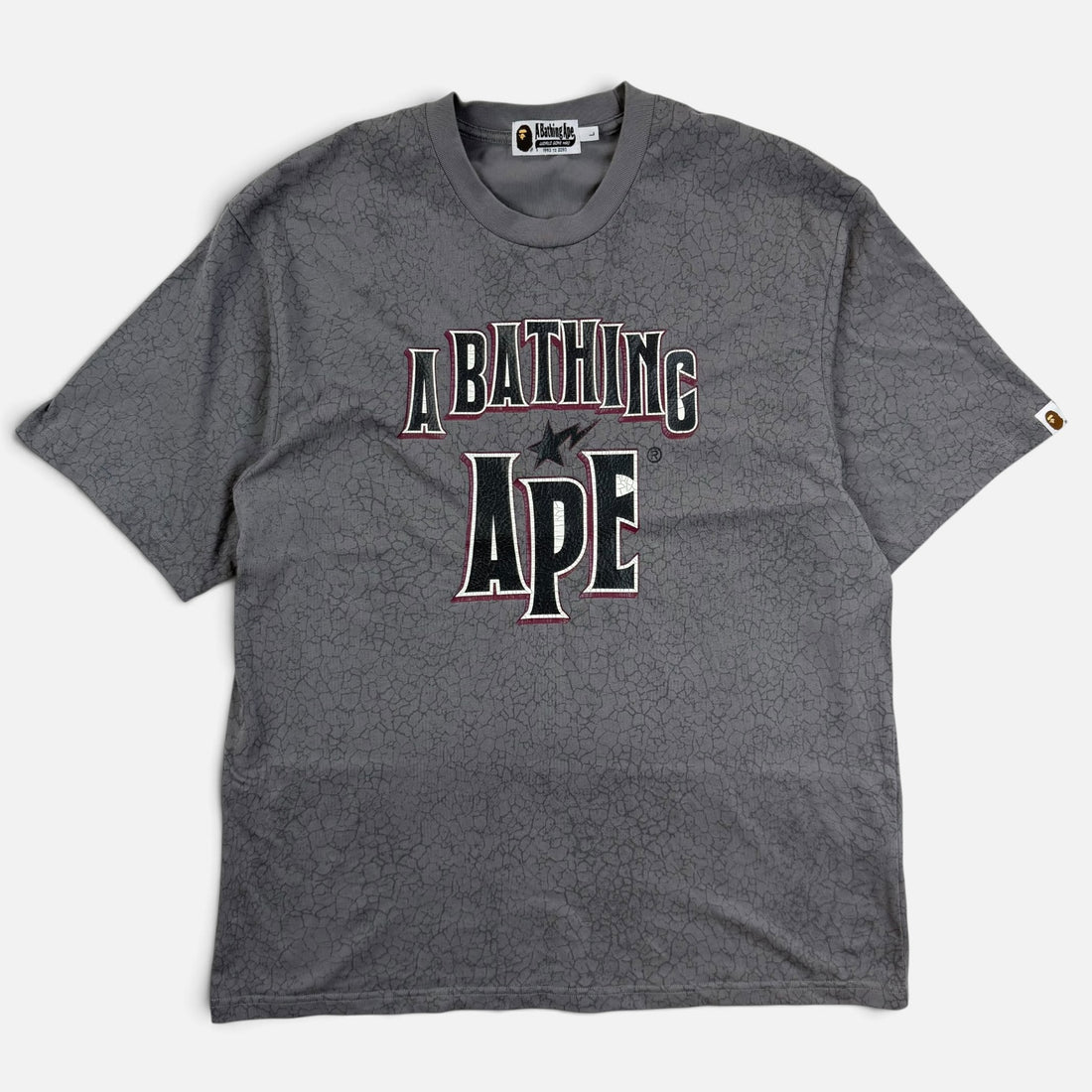 BAPE Crack Print Pattern Logo T-Shirt, vedere din față