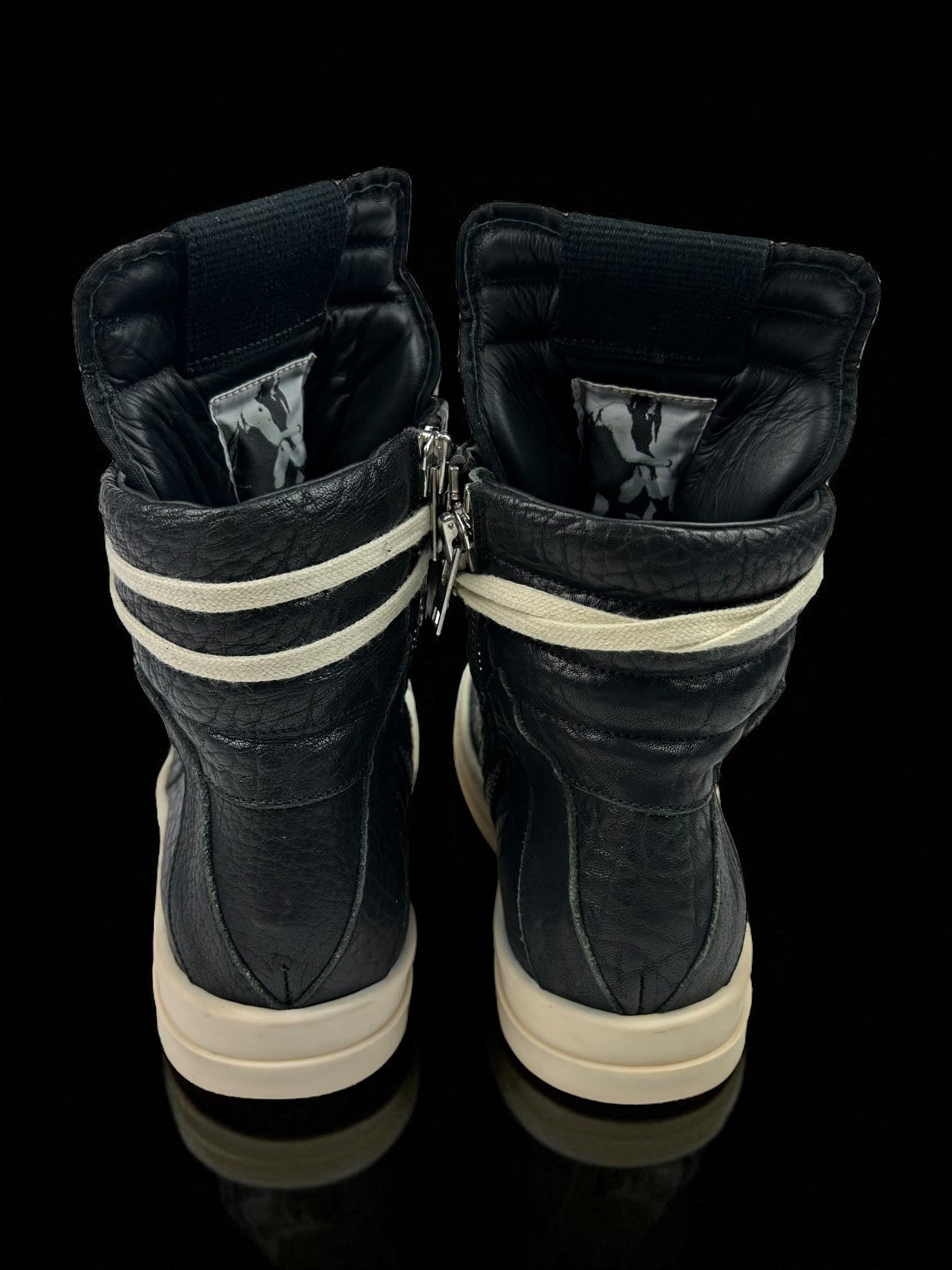 Rick Owens Geobasket Black Grain Leather