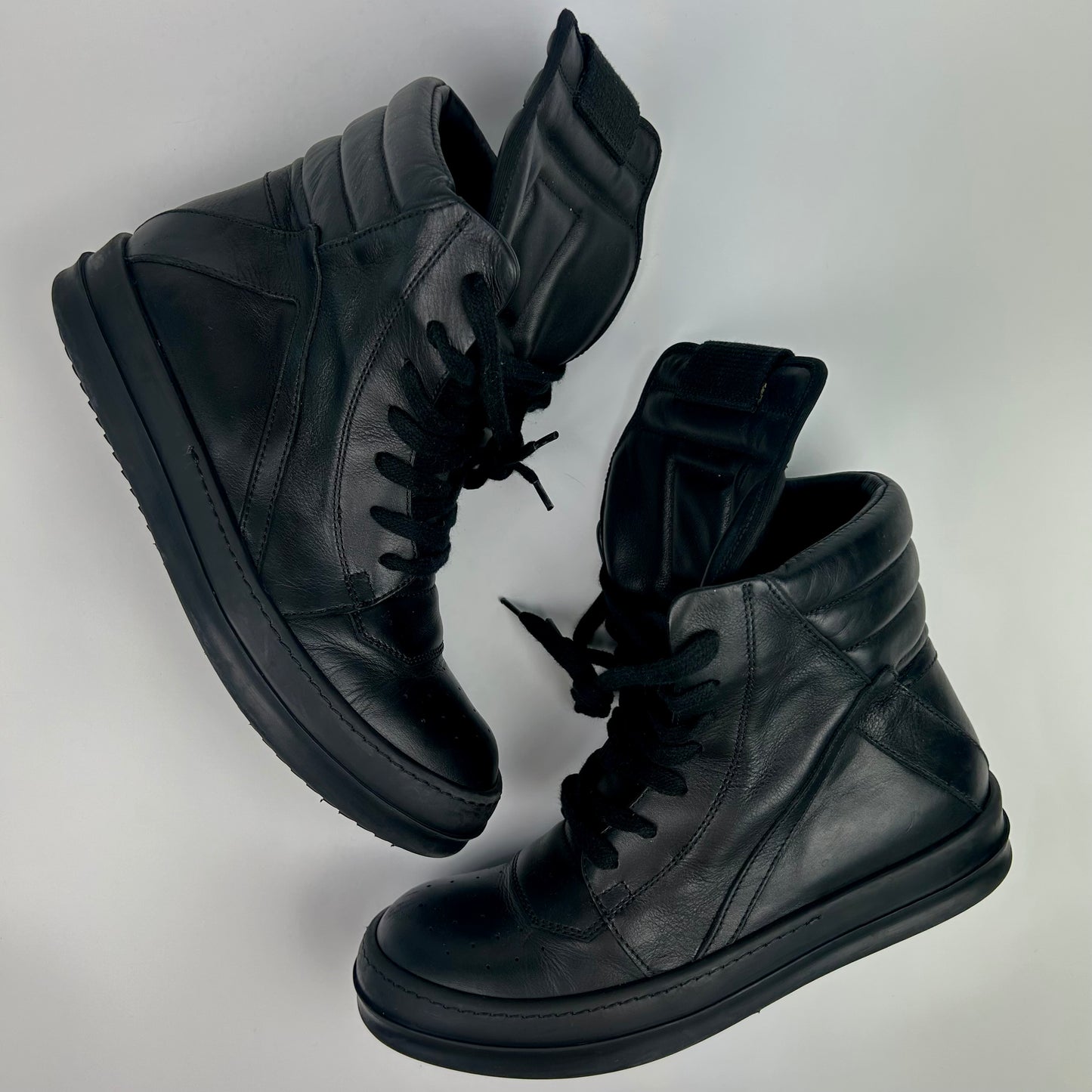 Rick Owens Geobasket Black Leather