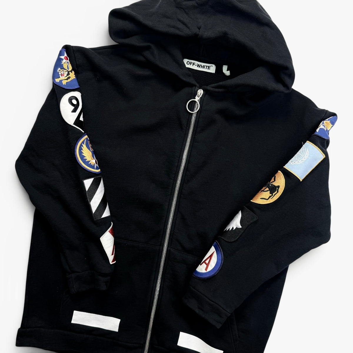 Off-White Patches Zip Hoodie Black