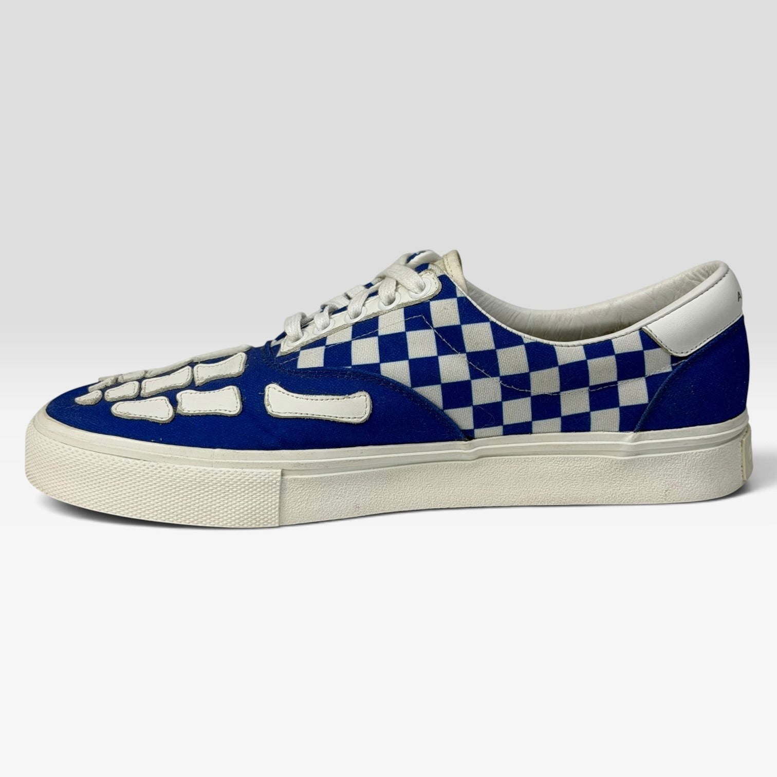 Amiri Checkered Skeleton Toe Lace Up Sneaker Blue/White