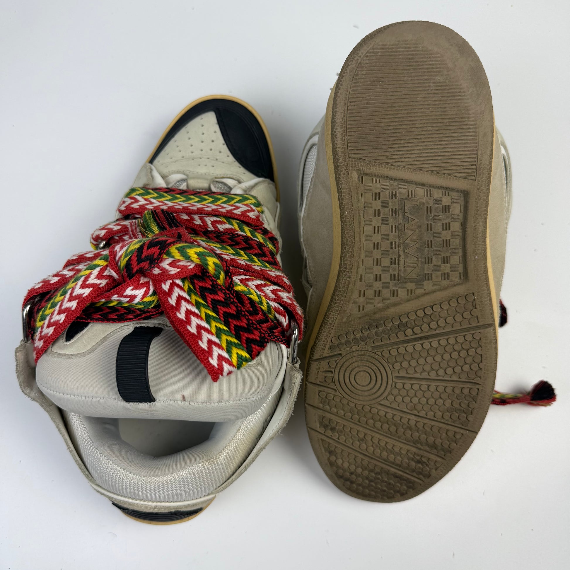 Lanvin White Ivory Curb Sneakers