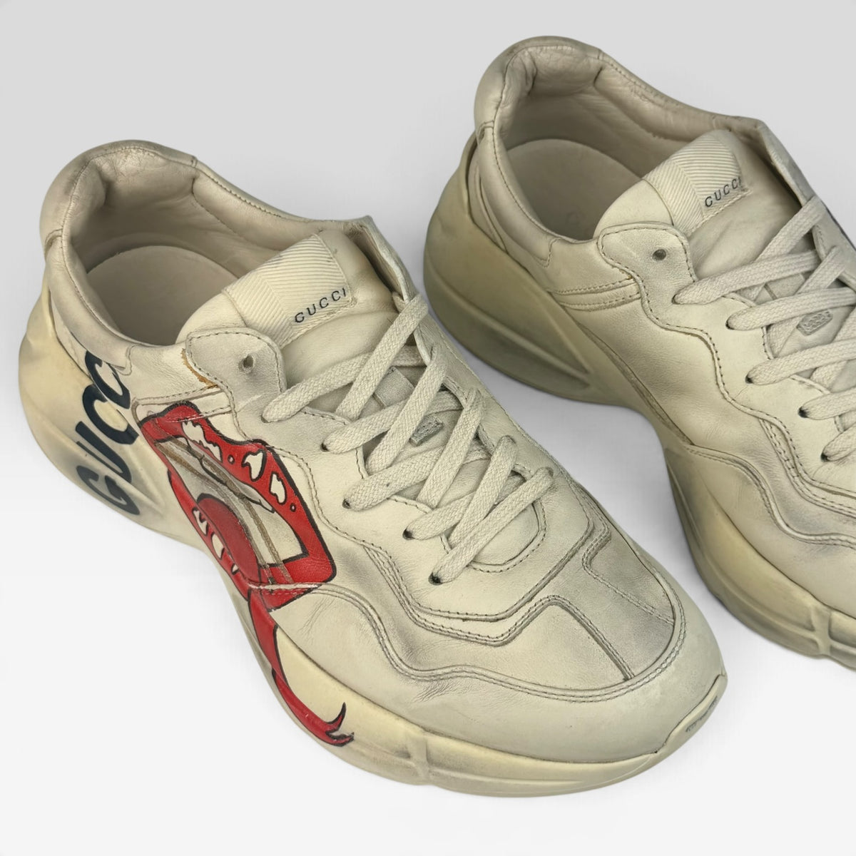 Gucci Rhyton Leather Sneakers Ivory