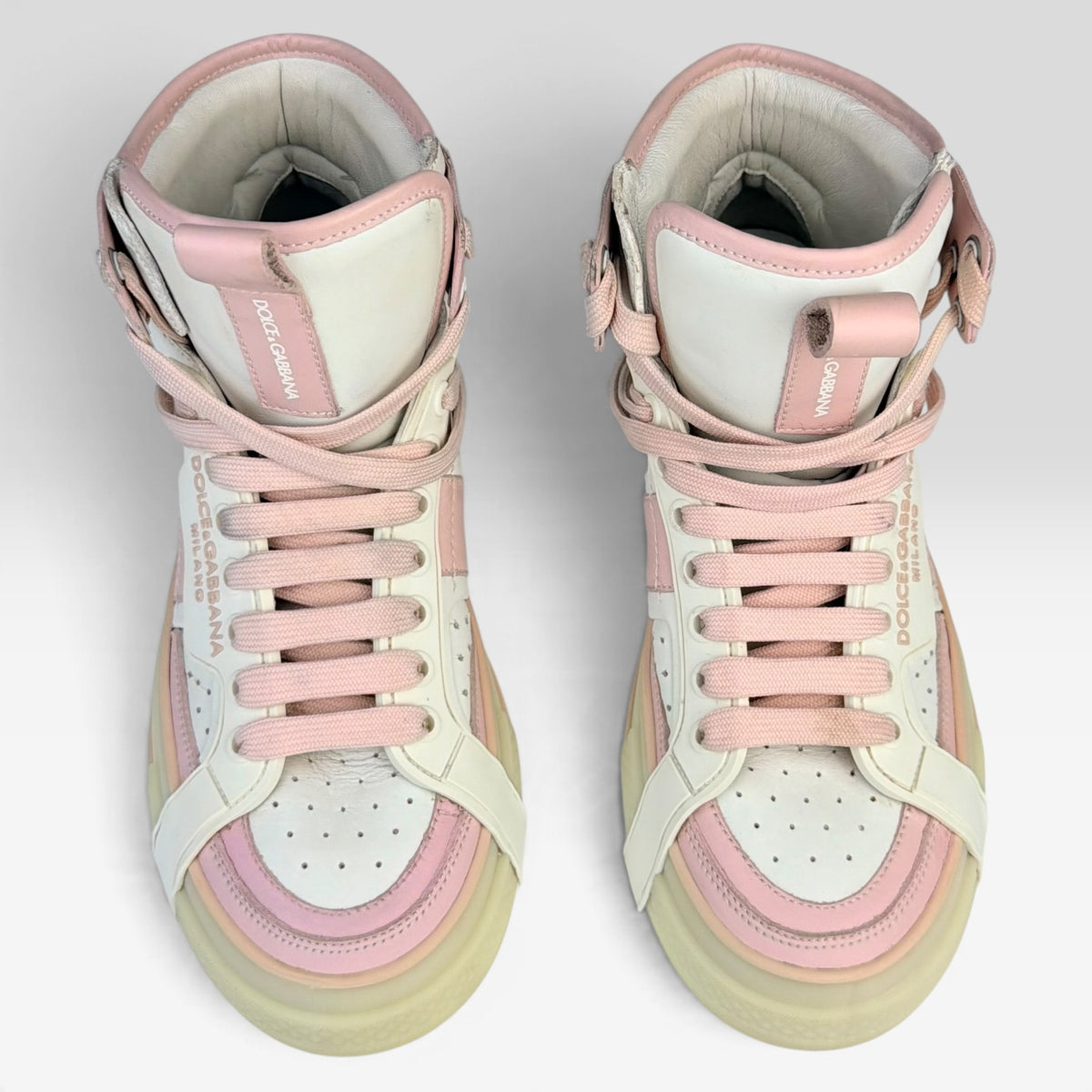 Dolce & Gabbana Custom 2.Zero High-Top Sneaker White/Nude