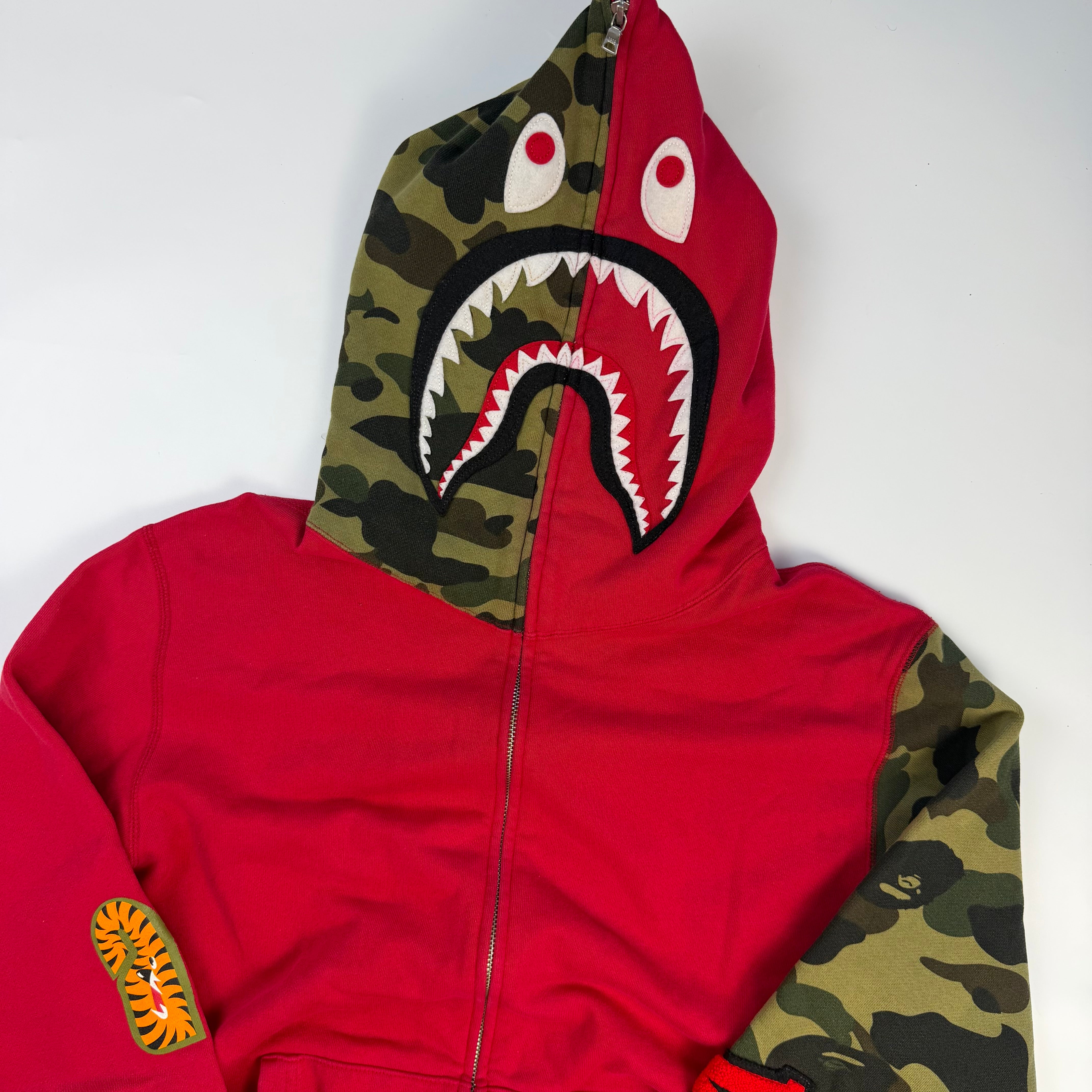 BAPE 1st Camo Shark Full Zip Hoodie Red/Green