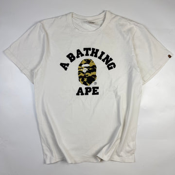 BAPE Yellow 1st Camo College Logo T-Shirt White