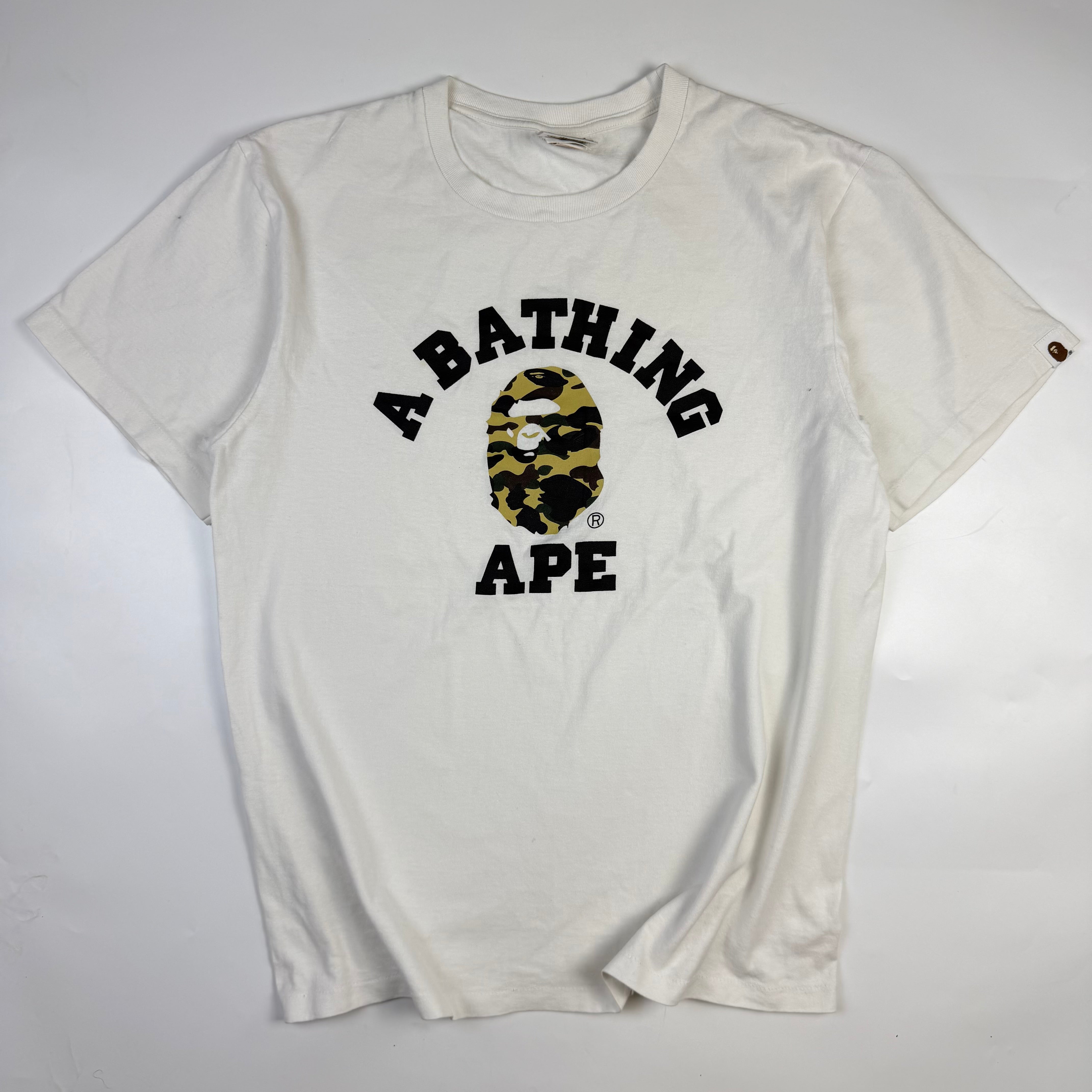 BAPE Yellow 1st Camo College Logo T-Shirt White