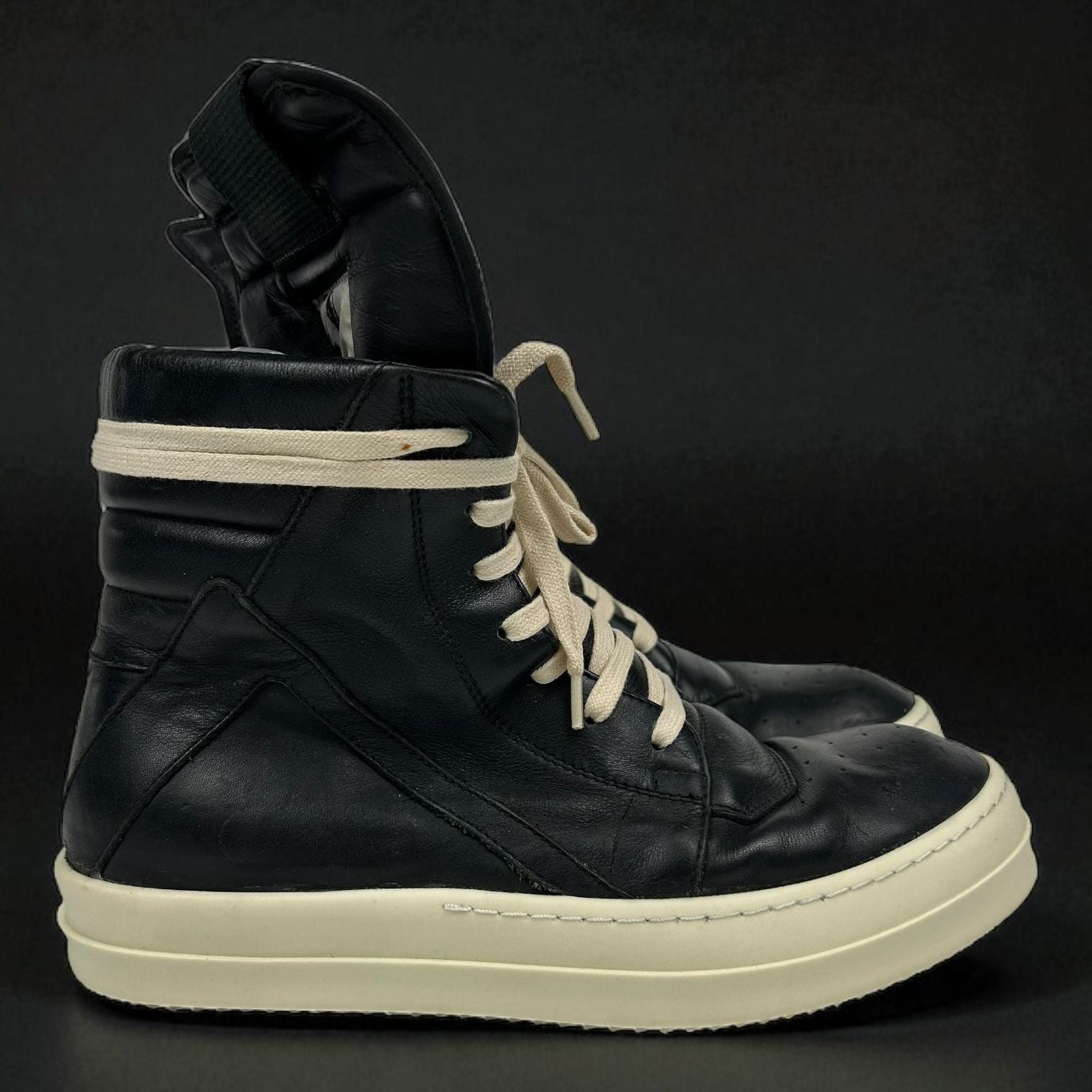 Rick Owens Geobasket Black Leather