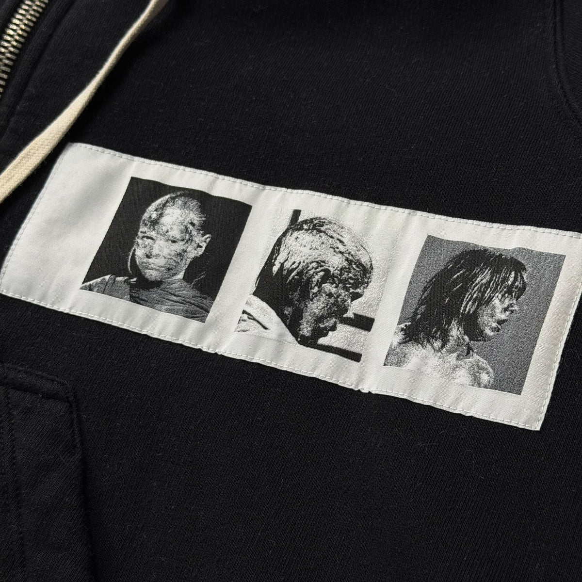 Rick Owens DRKSHDW 16SS Picture Patch Zip-Up Hoodie Black