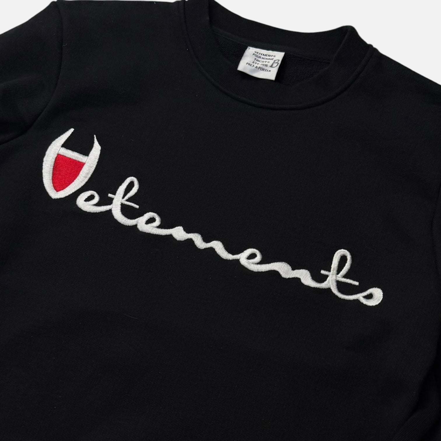 Vetements SS16 Champion Logo Crewneck Black