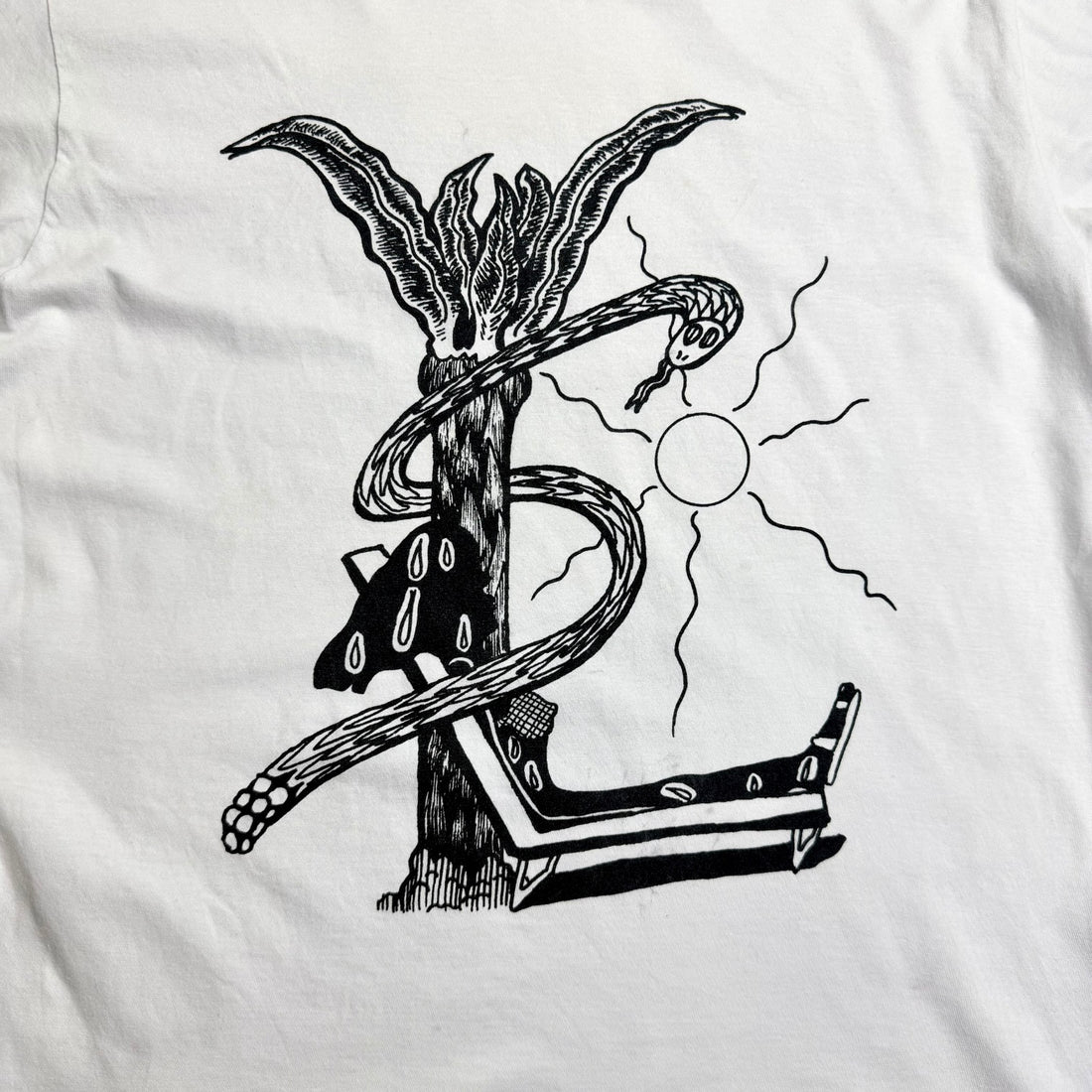 Saint Laurent by Hedi Slimane 2013 Snake YSL Print T-Shirt White