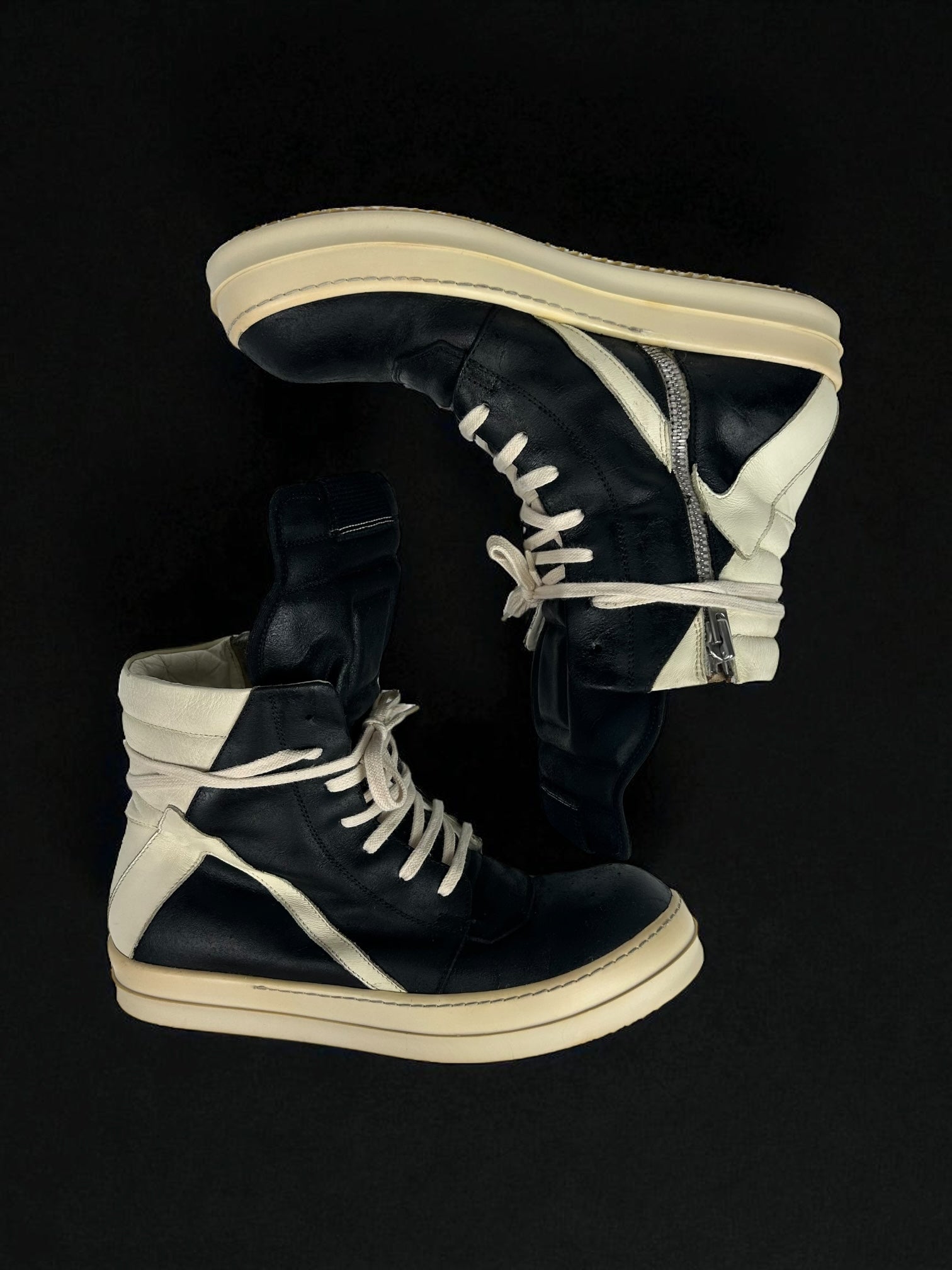 Rick Owens Geobasket Black Milk Suede