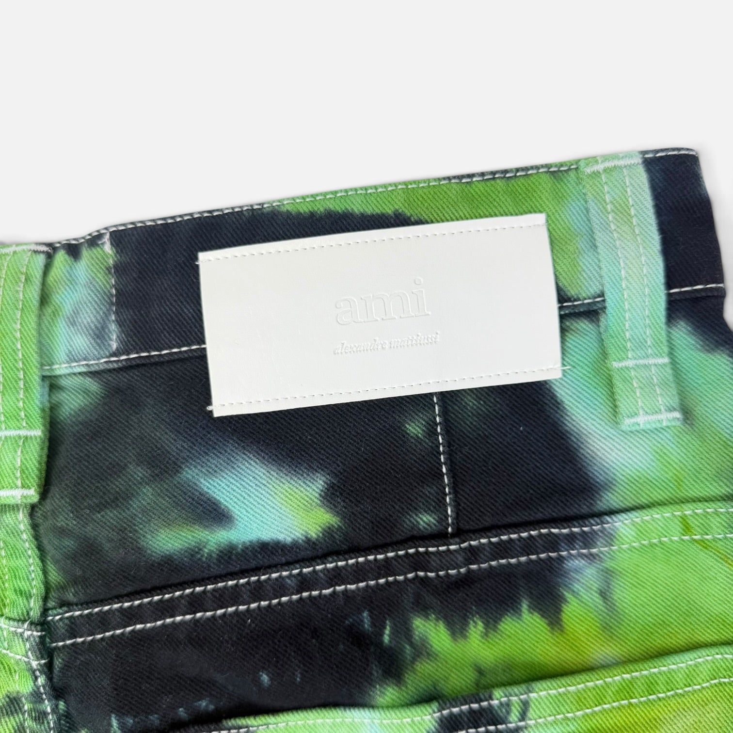 AMI Paris Tie-Dye Denim Shorts Green