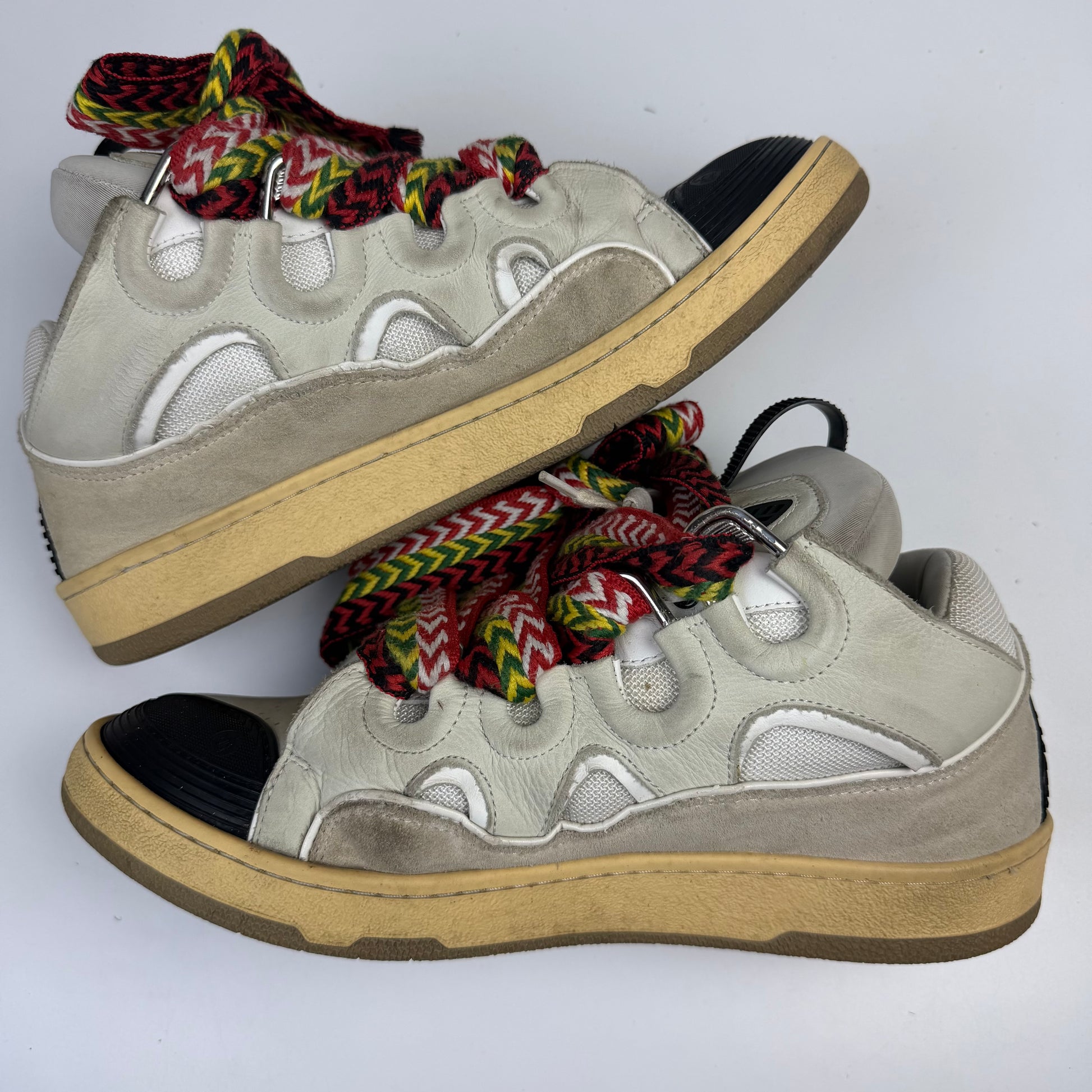 Lanvin White Ivory Curb Sneakers