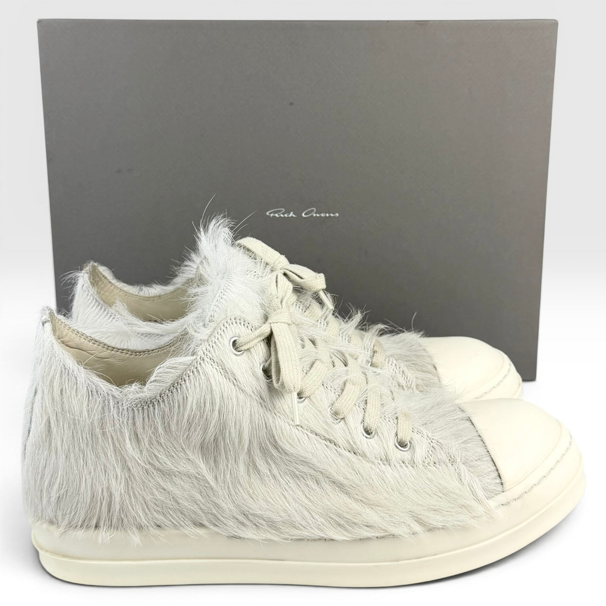 Rick Owens Strobe Low Cow Fur Grey/Milk